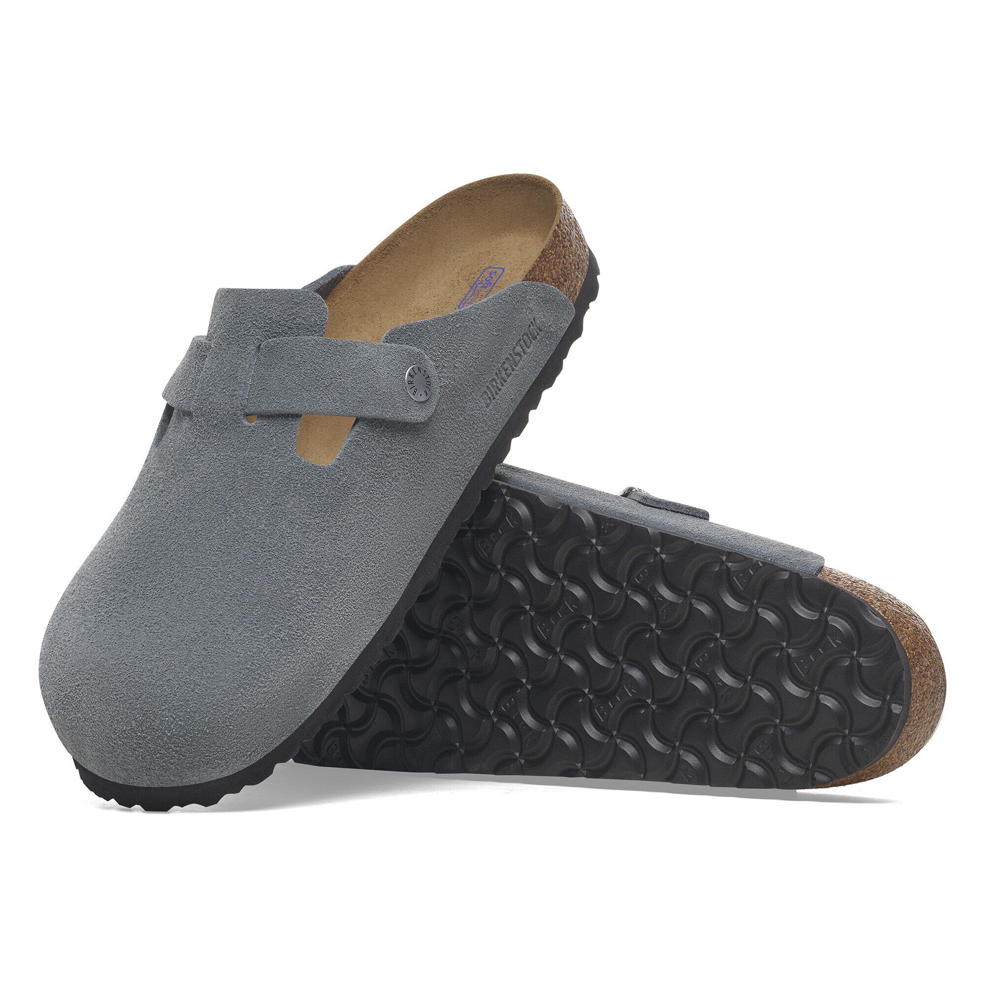 Boston Soft Footbed Suede Leather Basalt Gray | BIRKENSTOCK