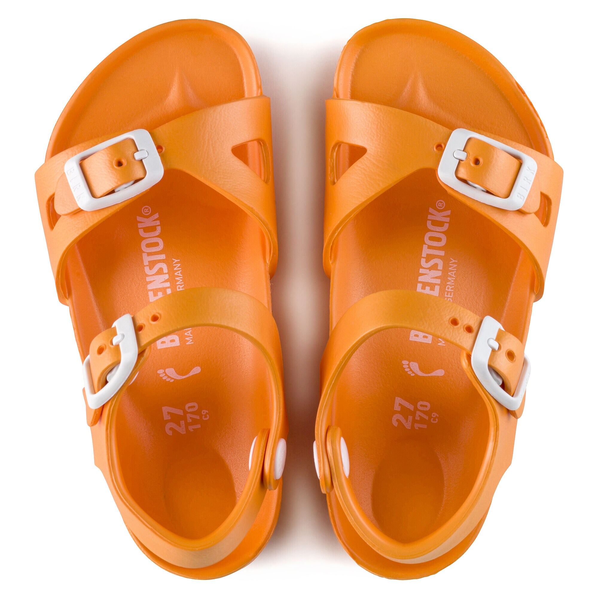 Orange plastic birkenstocks store