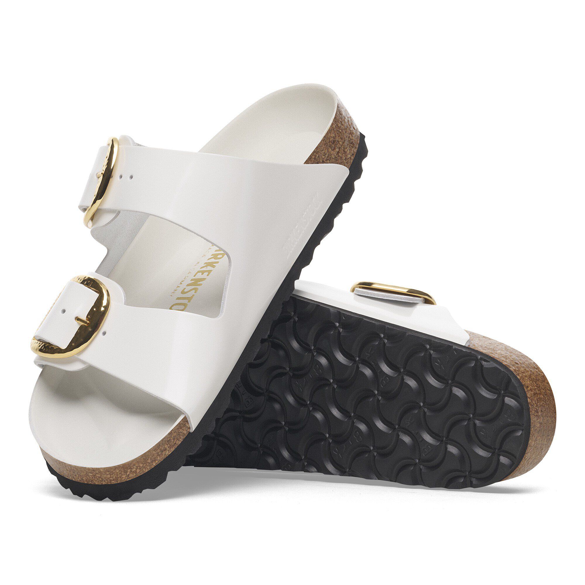 Arizona Hammered Big Buckle Natural Leather Patent High