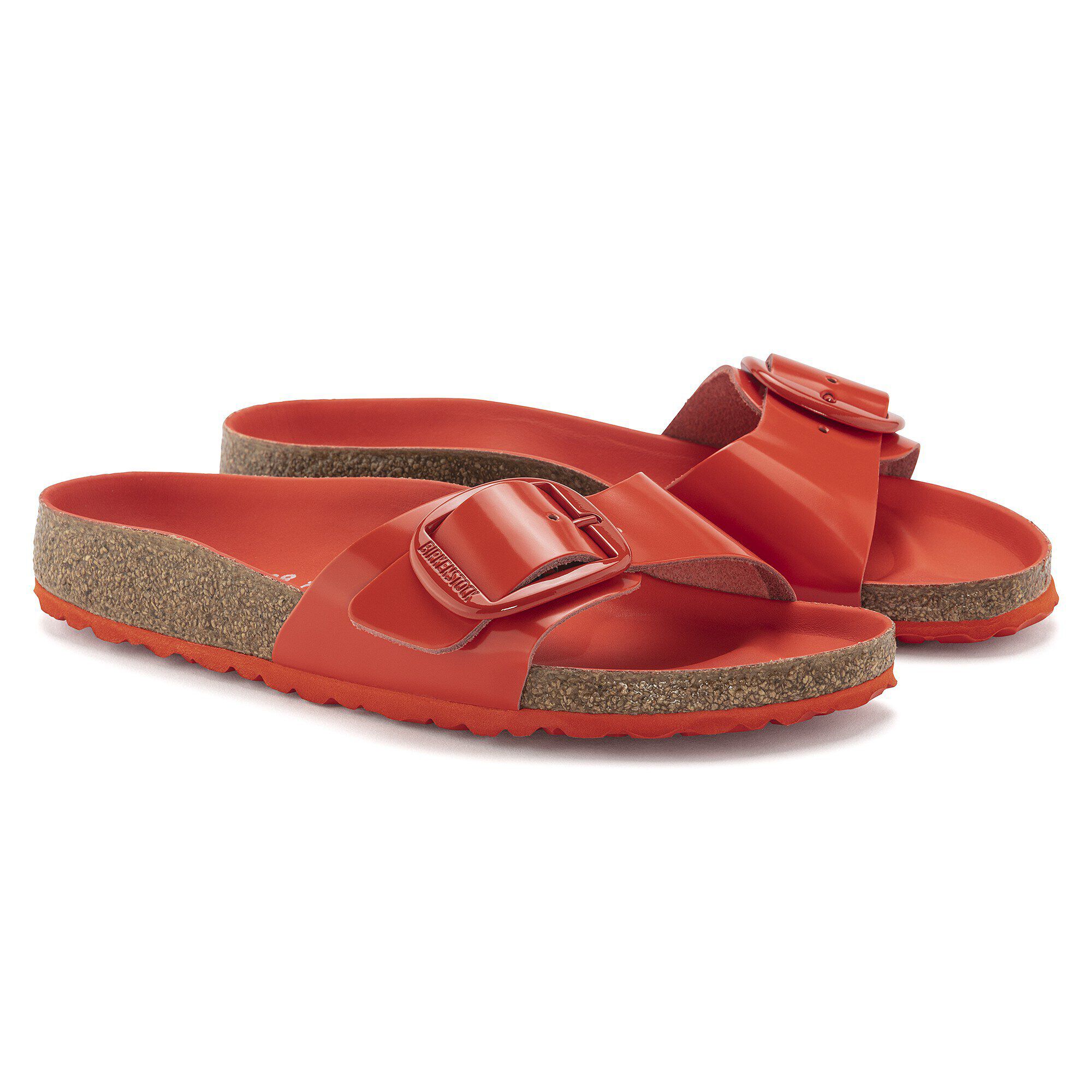 Madrid Big Buckle Natural Leather Patent High Shine Tomato