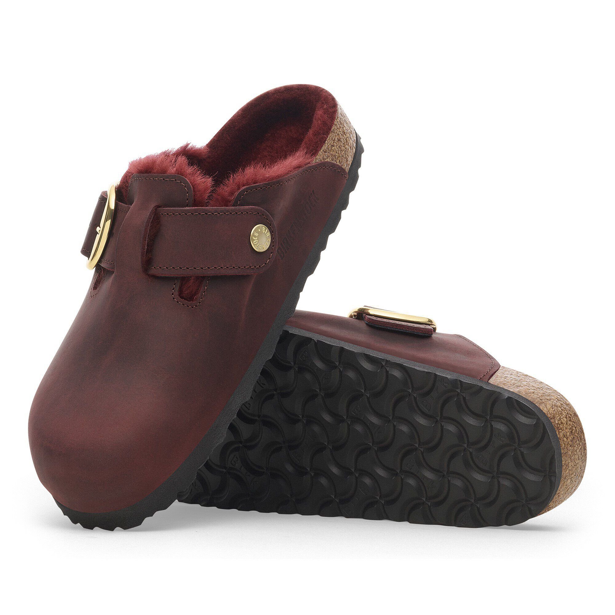 Boston Big Buckle Shearling Oiled Leather Zinfandel