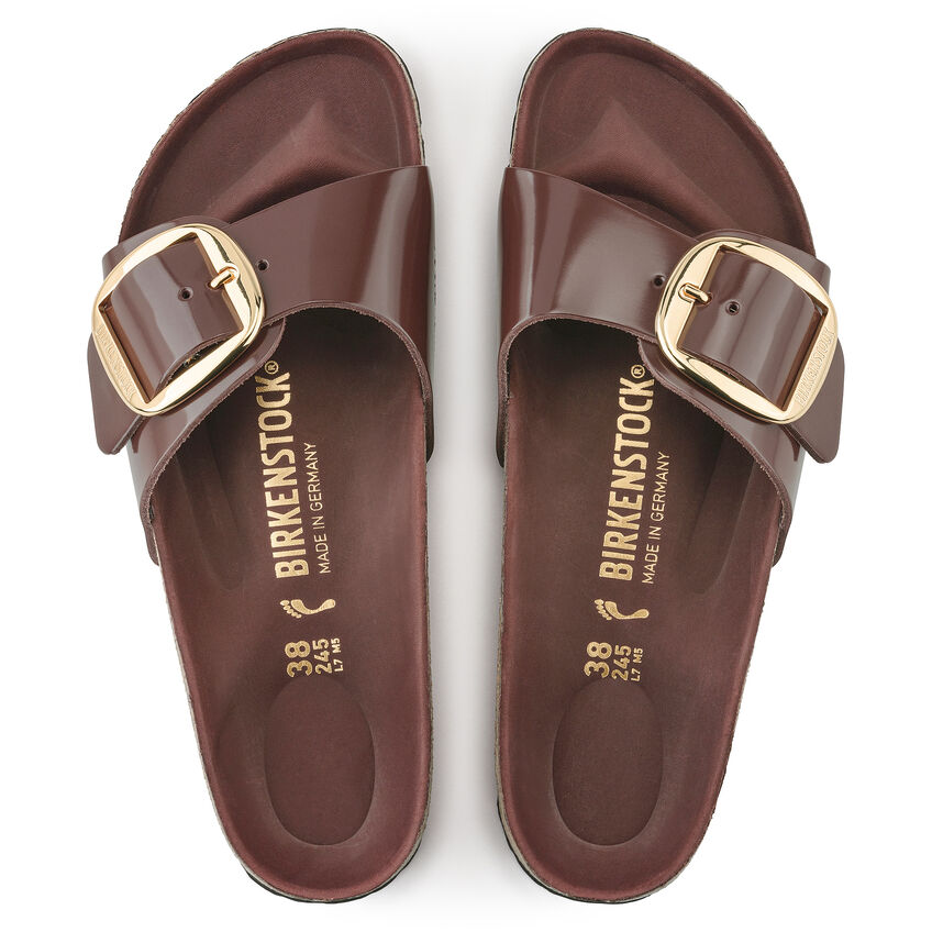 Madrid Big Buckle Natural Leather Patent Shine Chocolate |
