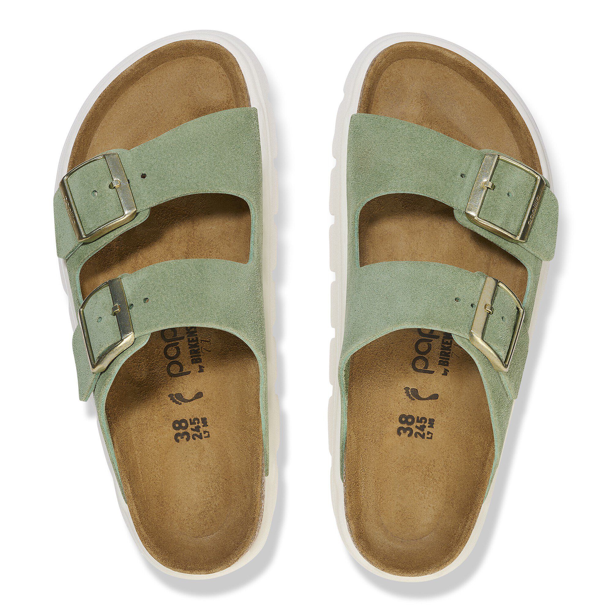 Arizona Platform Suede Leather Green Tea BIRKENSTOCK