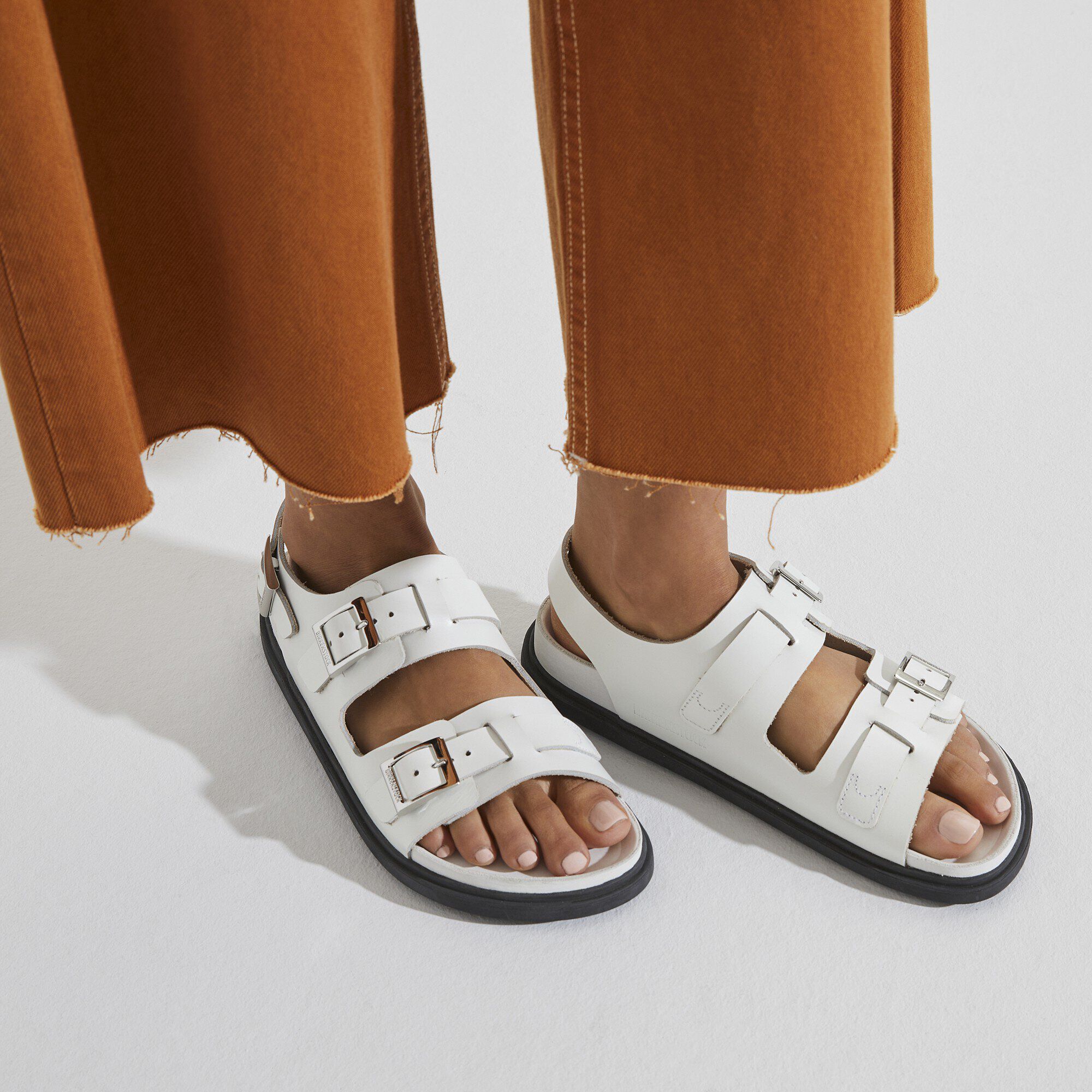 Birkenstock white leather sandals hotsell