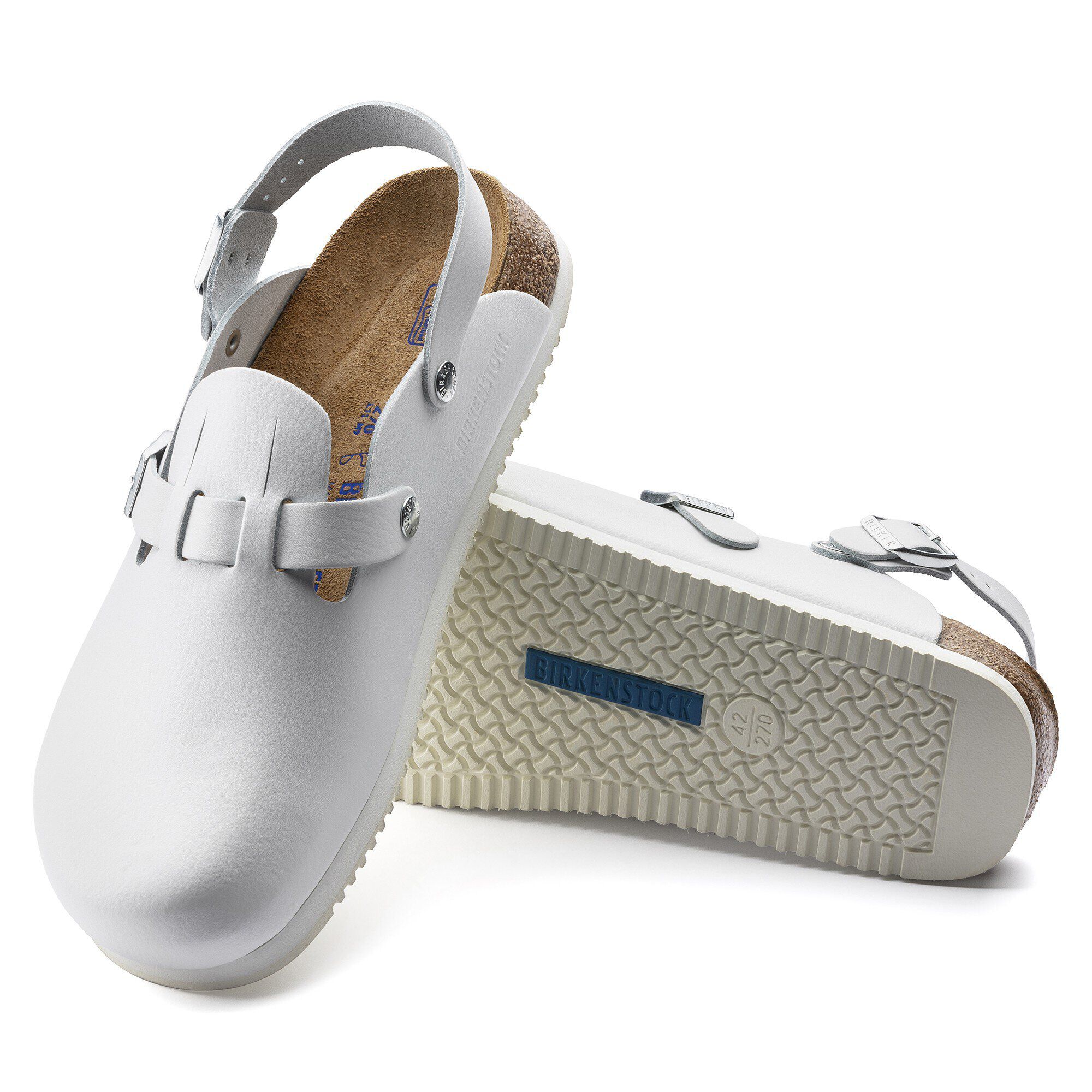 Birkenstock Kay SL Leather White Clogs with Backstrap for Medical Professionals Designed to Maintain Safety Standards