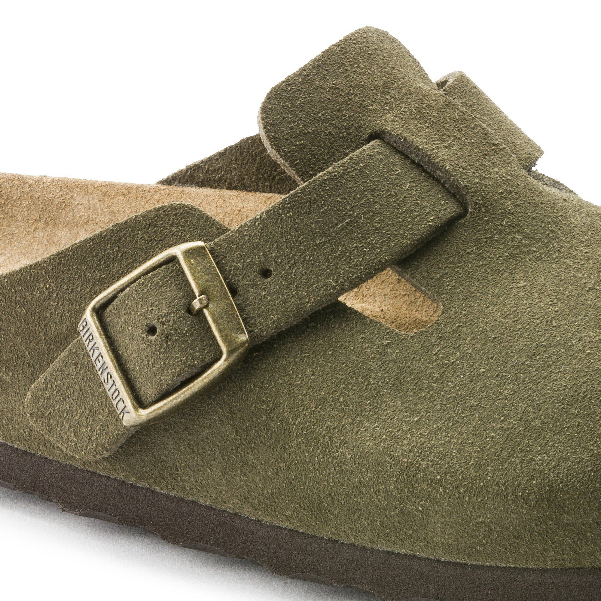 Birkenstock boston green suede hot sale