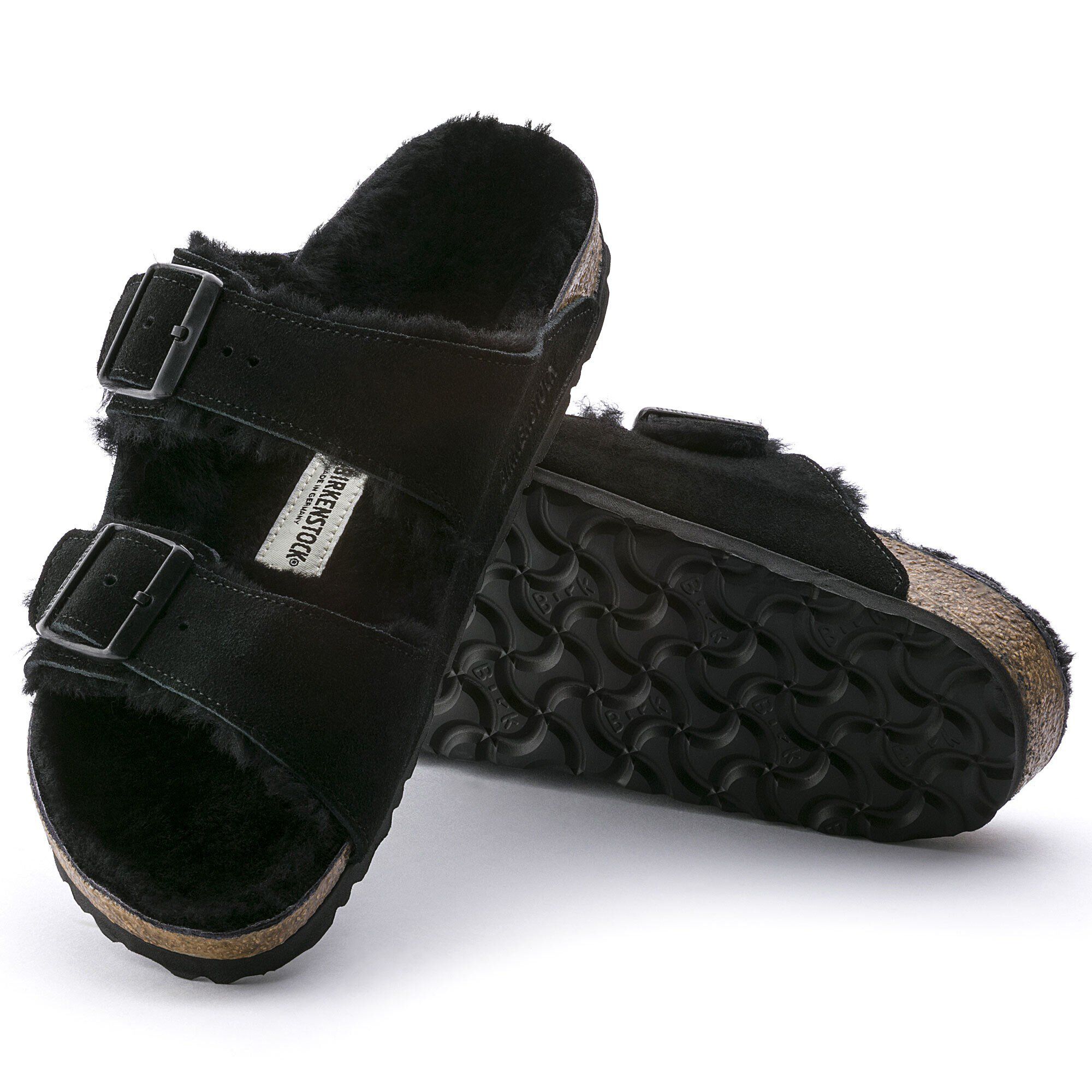 Fur lined birkenstocks black hotsell