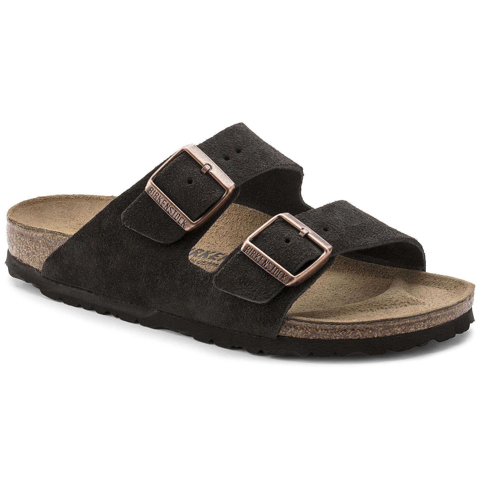 Birkenstock arizona shearling top mocha suede sandal
