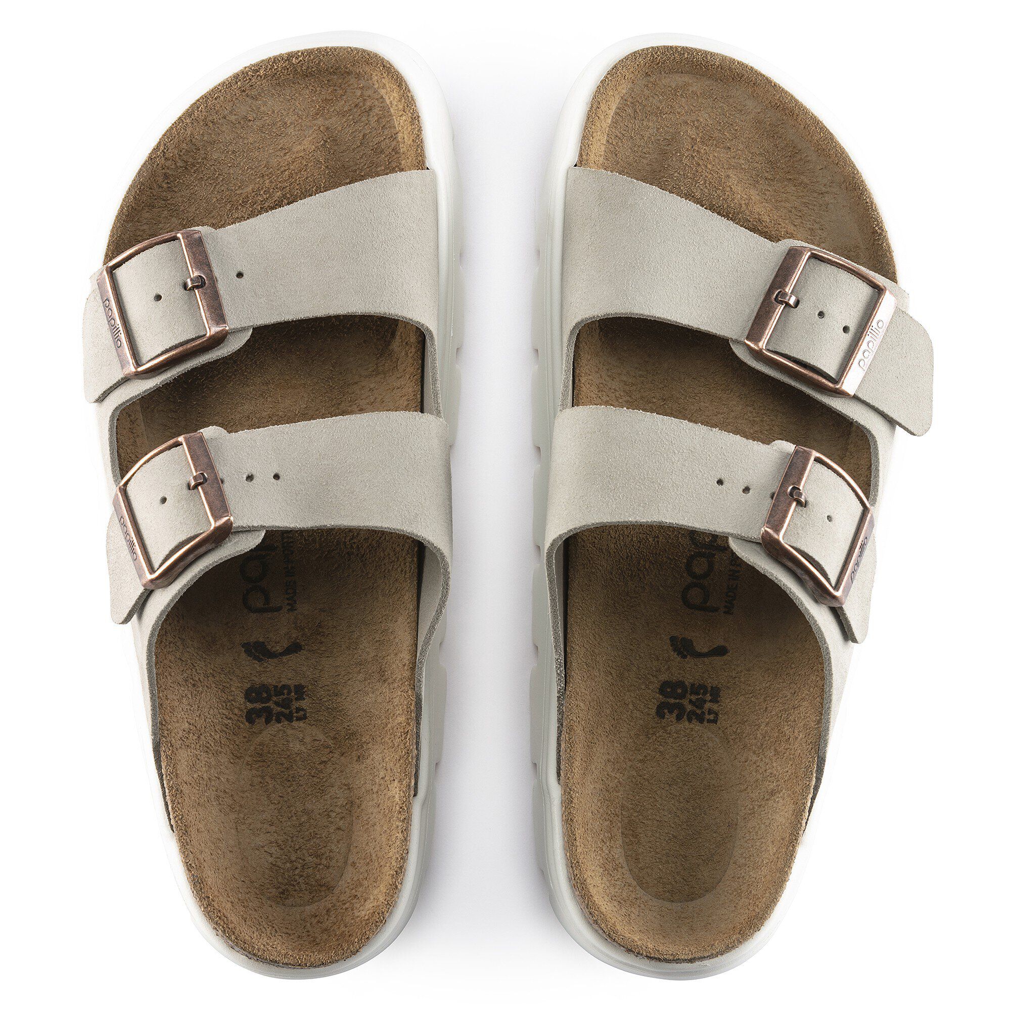 Arizona Platform Suede Leather Taupe BIRKENSTOCK