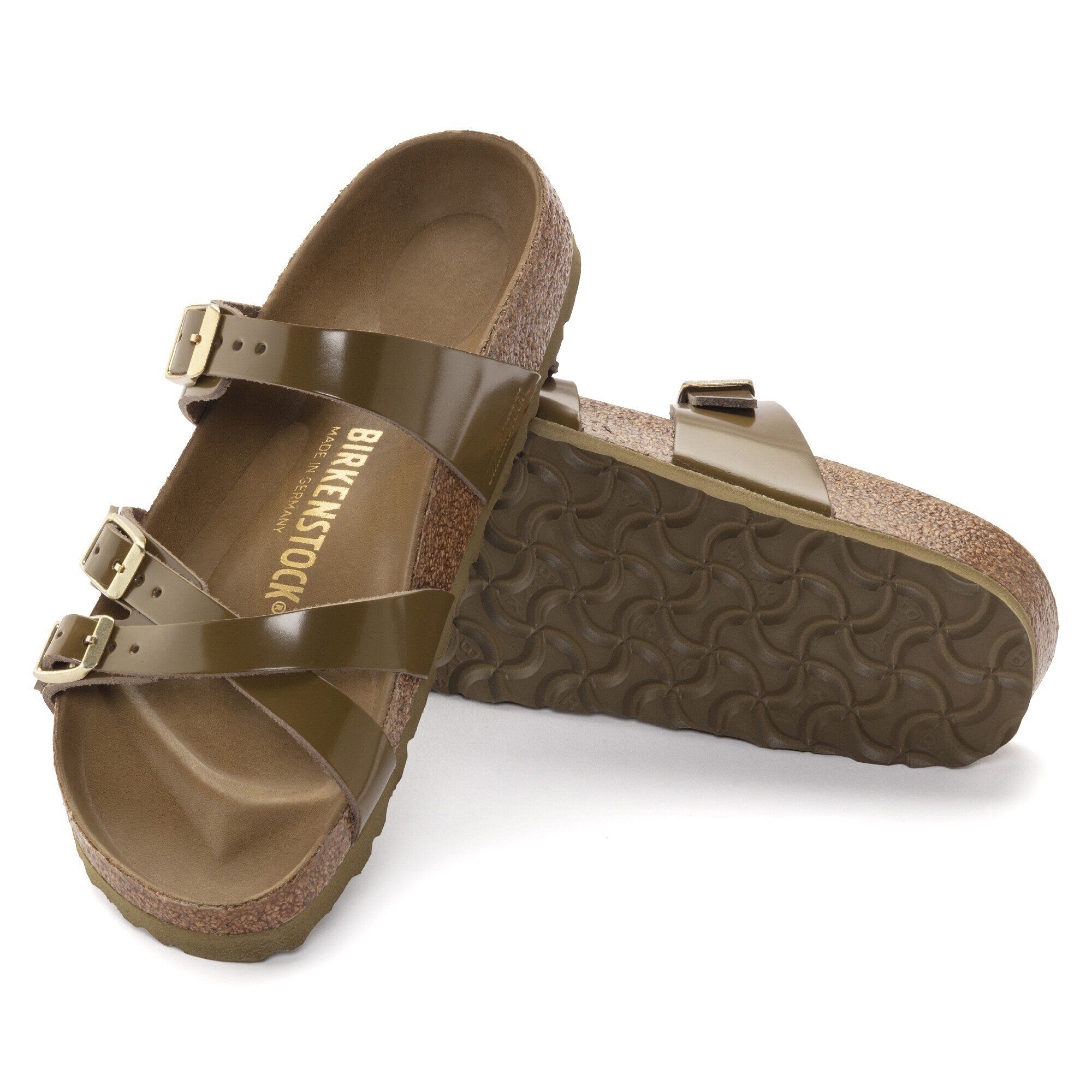 Franca Natural Leather Patent High Shine Mud Green BIRKENSTOCK