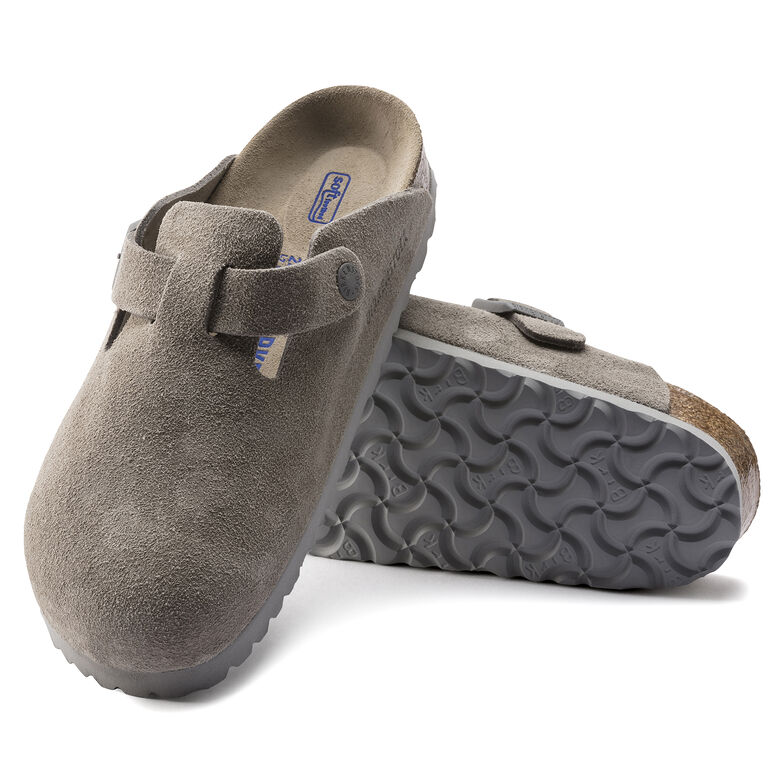 Boston Soft Footbed Suede Leather Stone Coin | BIRKENSTOCK