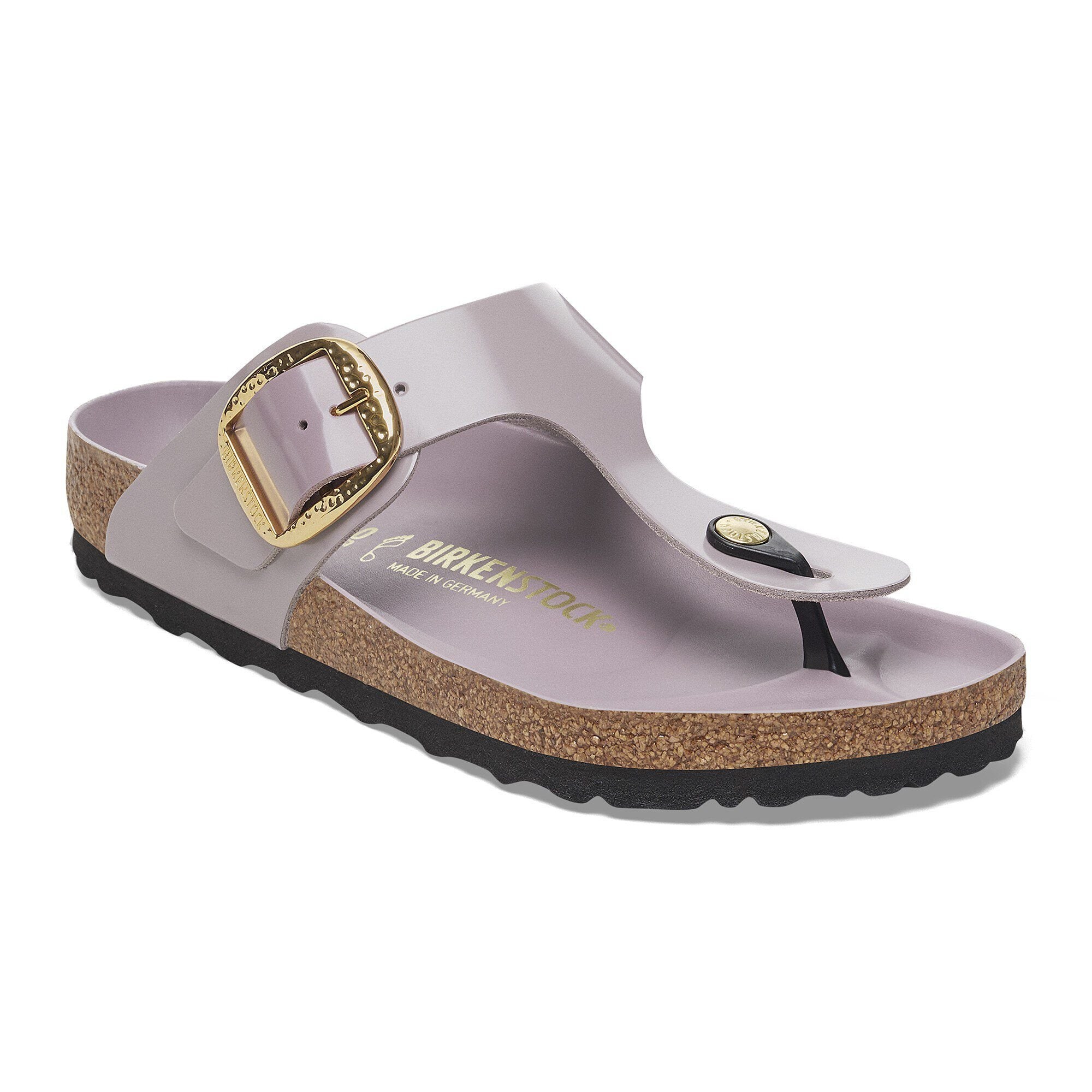 Gizeh Hammered Big Buckle Natural Leather Patent High Shine