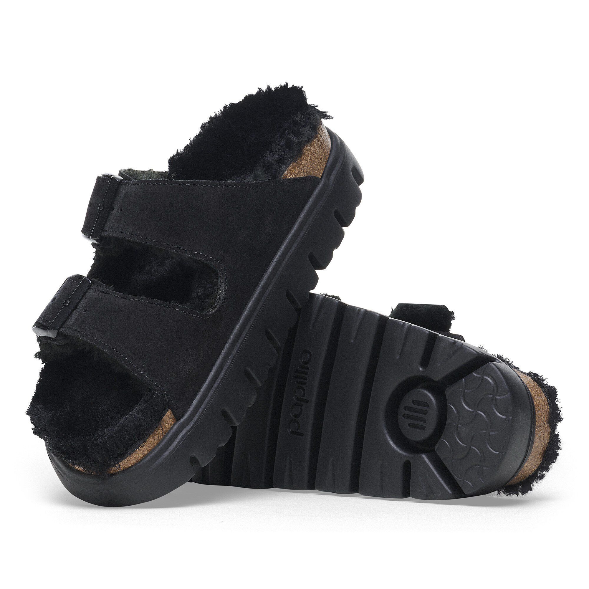 サンダル・ミュール BIRKENSTOCK Arizona Shearling Suede Leather (752663 BLACK) 1027836_pair.jpg