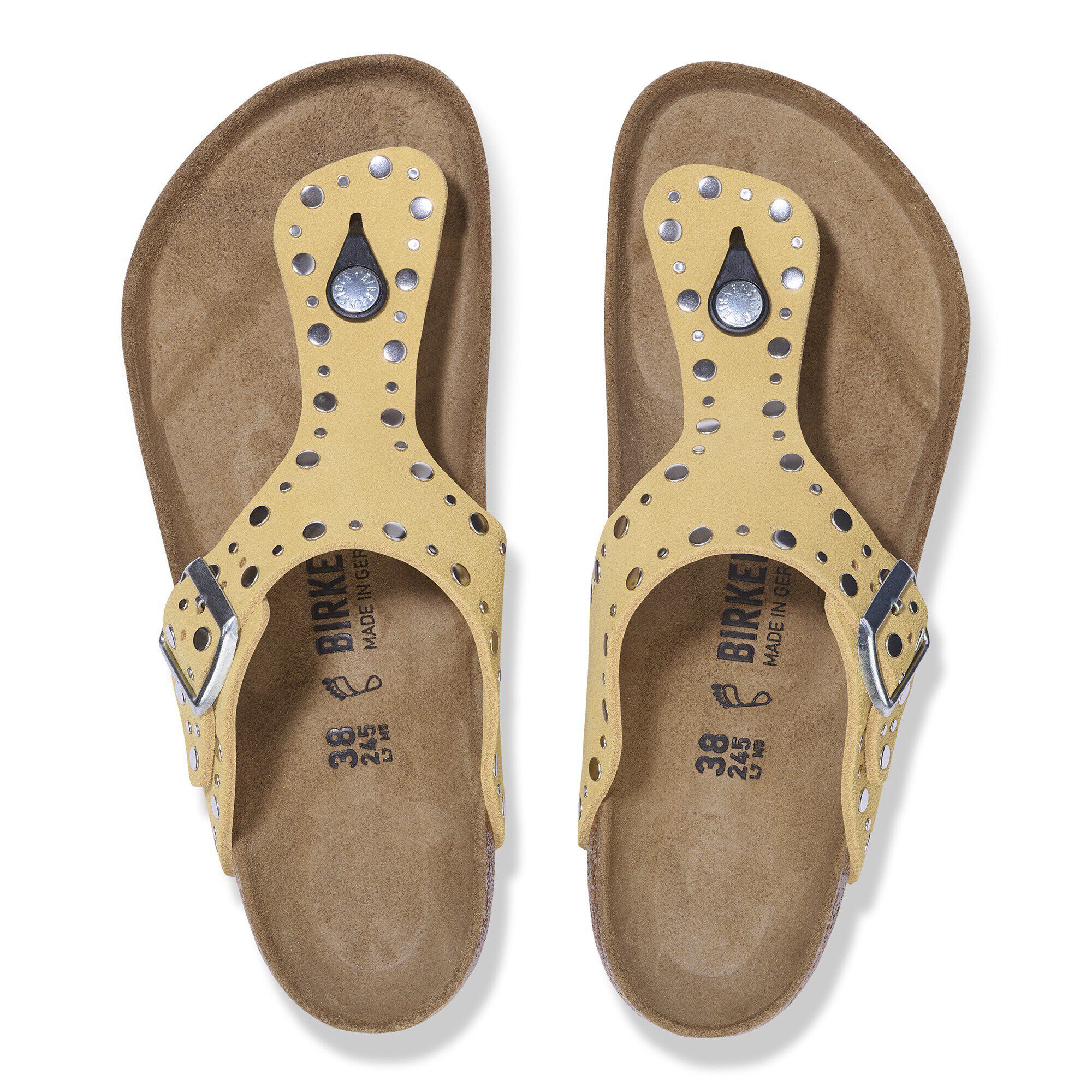 Gizeh Rivets Suede Leather Ochre | BIRKENSTOCK