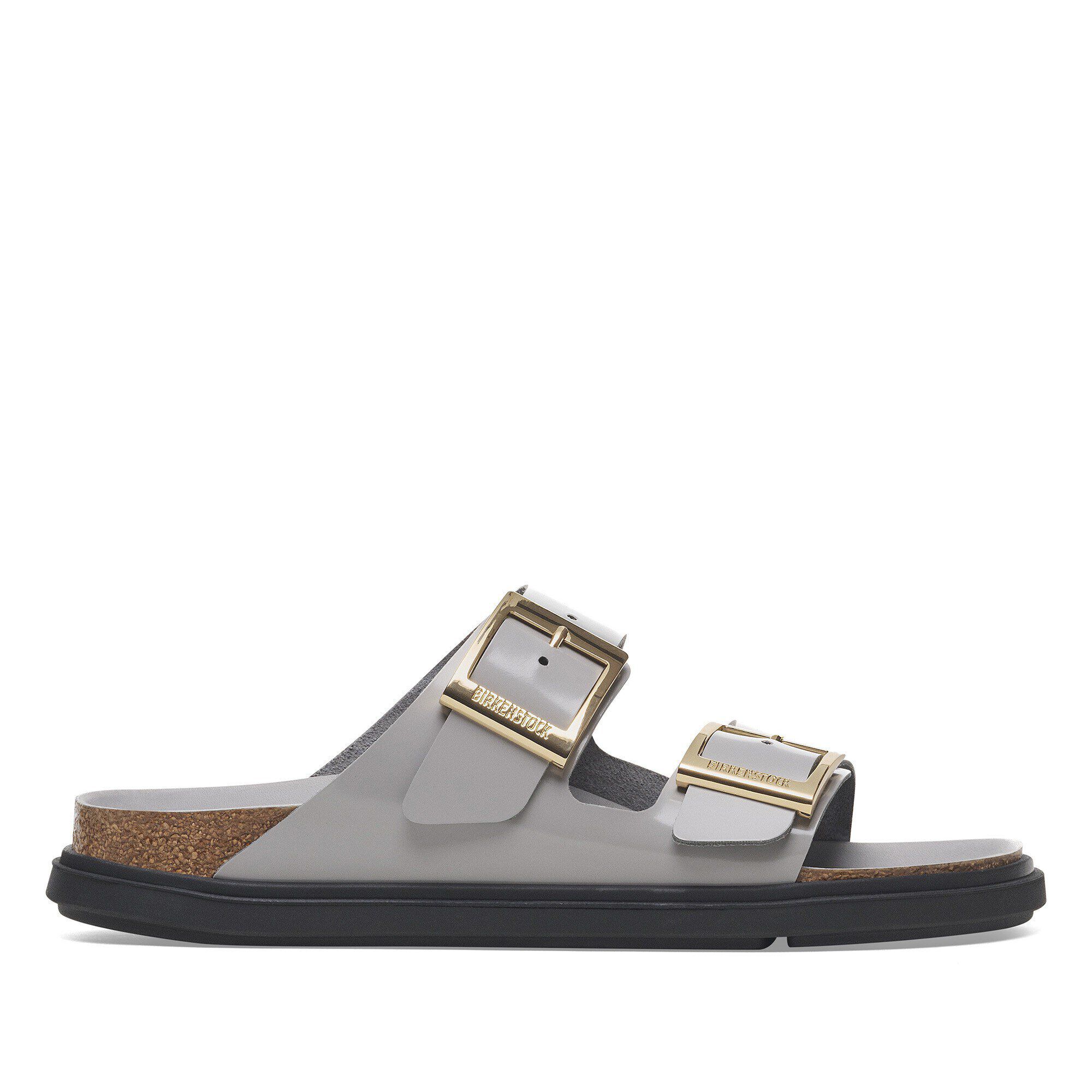 サンダル・ミュール Birkenstock Slide Arizona Droplet Buckle Arizona Droplet Buckle Natural Leather Patent High Shine New