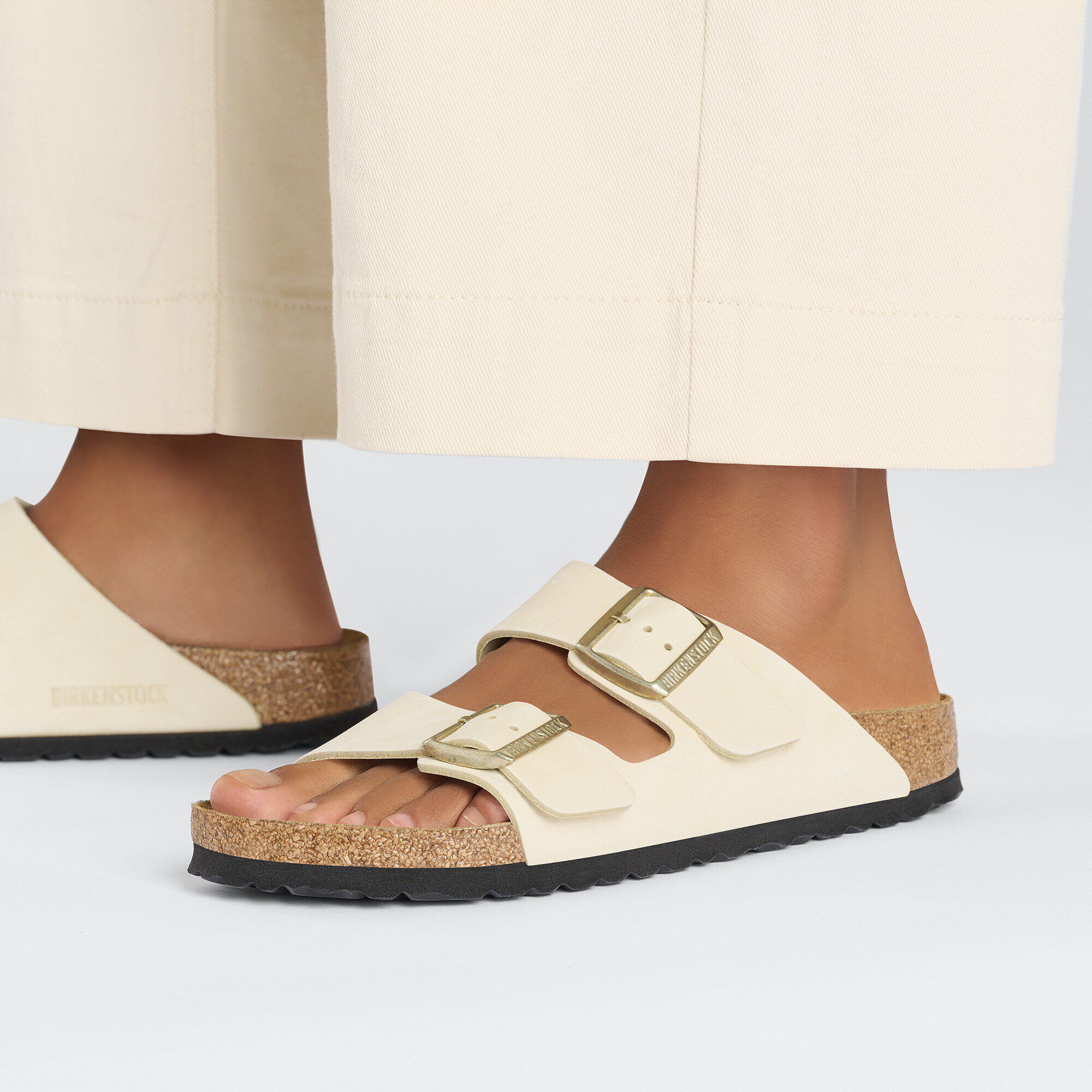 Arizona Soft Footbed Nubuck Leather Ecru BIRKENSTOCK