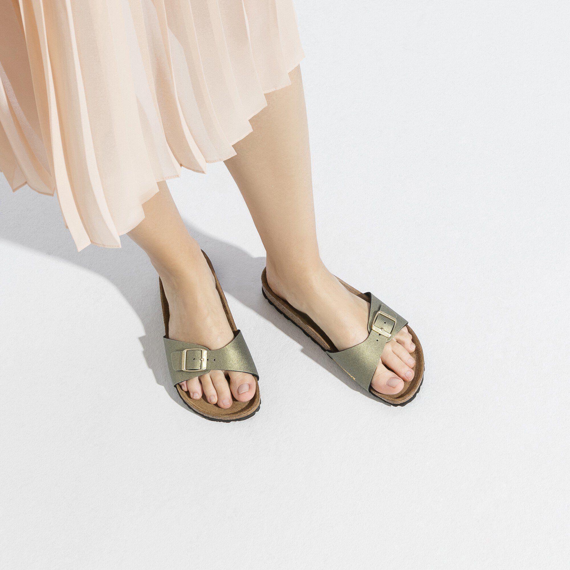 Birkenstock arizona icy metallic stone gold online