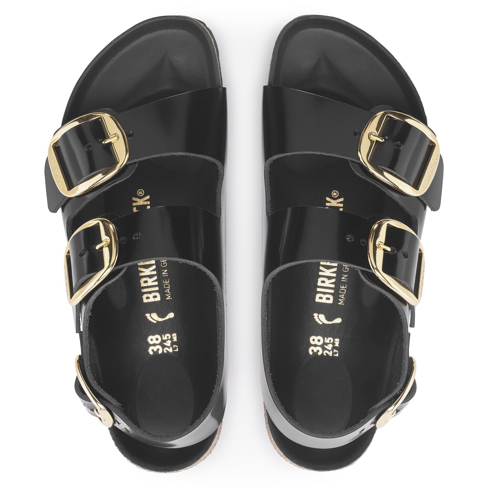 Milano Big Buckle Natural Leather Patent High Shine Black Milano Big Buckle Natural Leather Patent High Shine Black