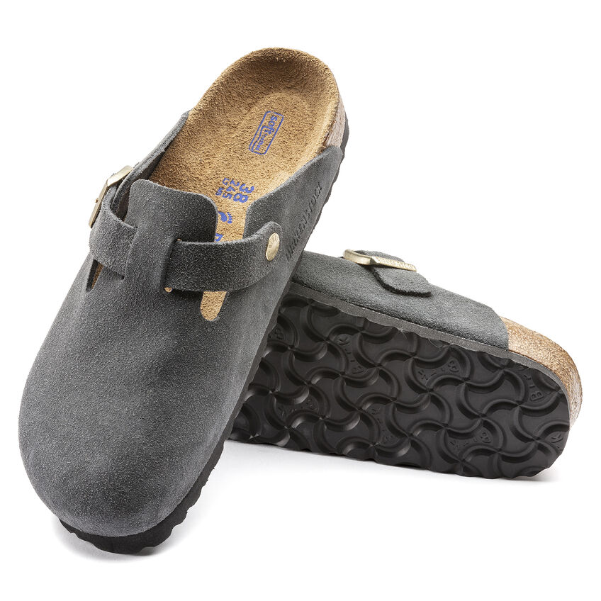 Boston Soft Footbed Suede Leather Dark Gray | BIRKENSTOCK