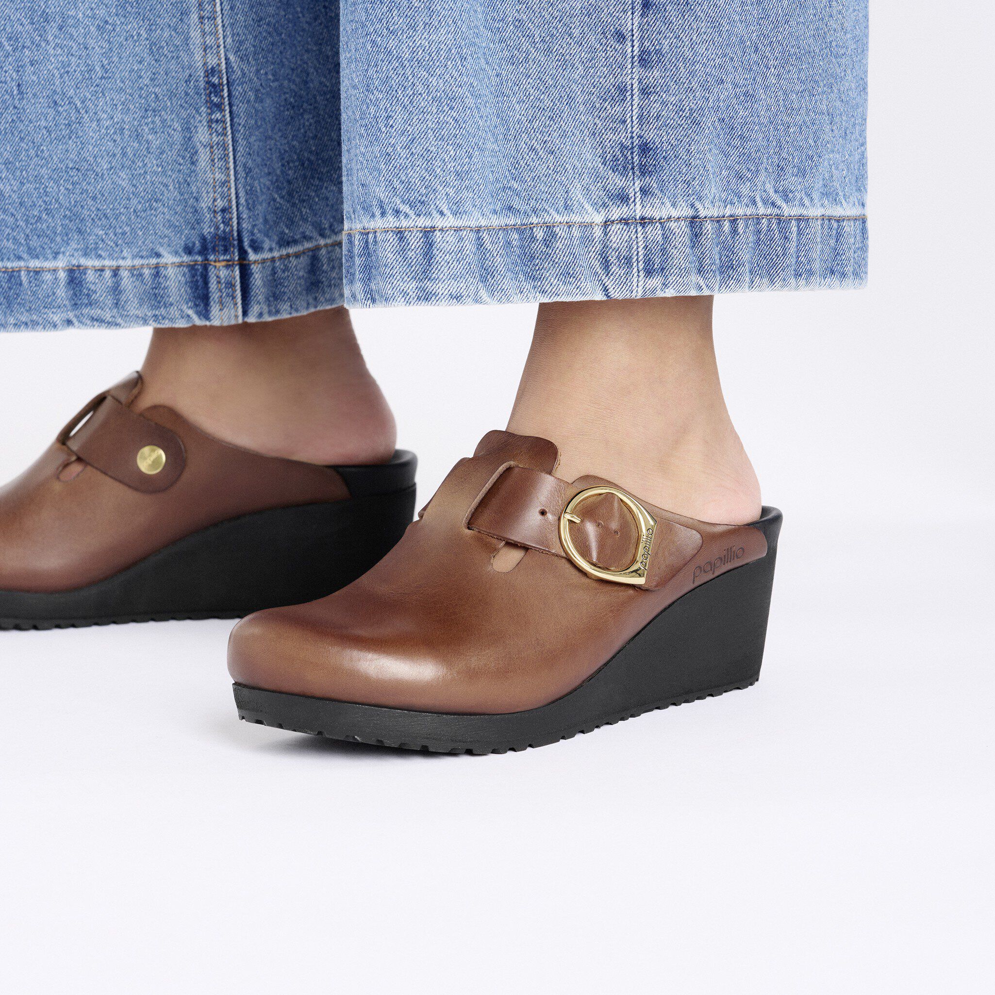 Fanny Ring-Buckle Leather Black/Cognac | BIRKENSTOCK Fanny Ring-Buckle Leather Black/Cognac | BIRKENSTOCK