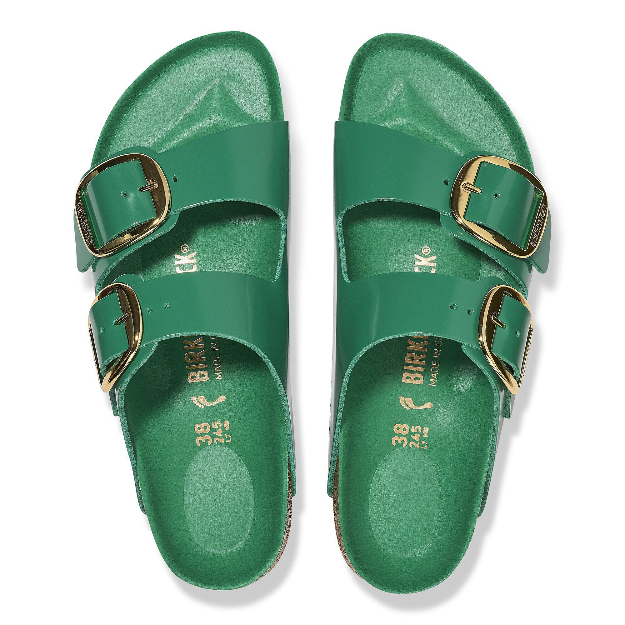 Arizona Big Buckle Natural Leather Patent High Shine Digital Green BIRKENSTOCK