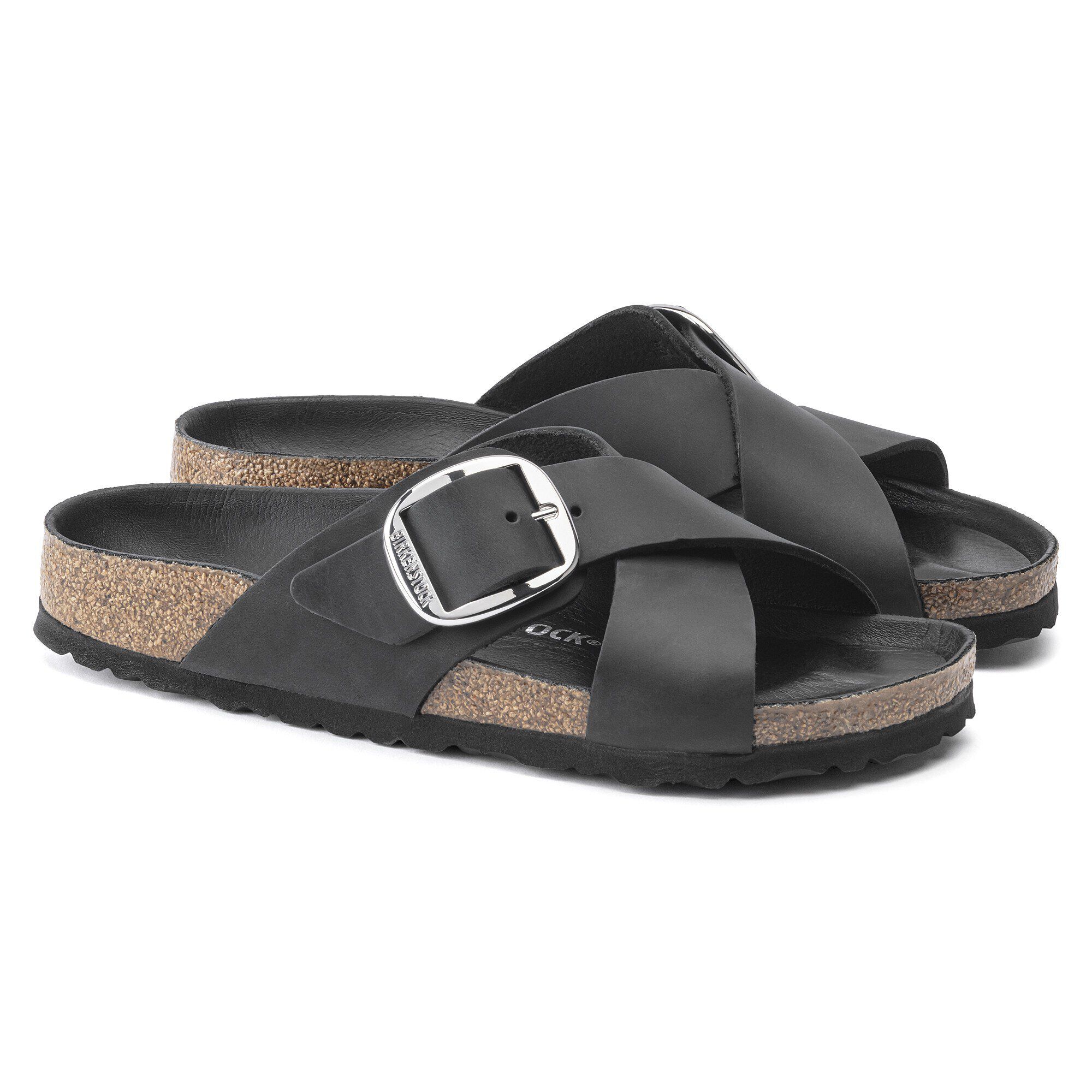 気質アップ Siena BIRKENSTOCK | Black Leather Oiled Buckle Big 靴