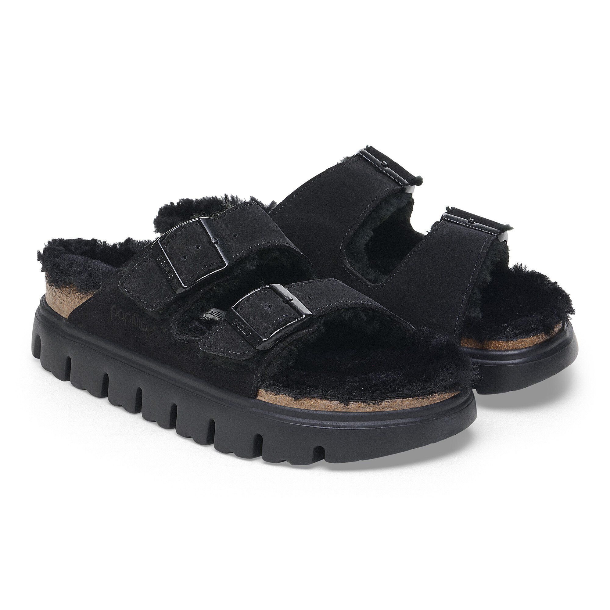 Arizona Chunky Shearling Suede Leather-Shearling Black