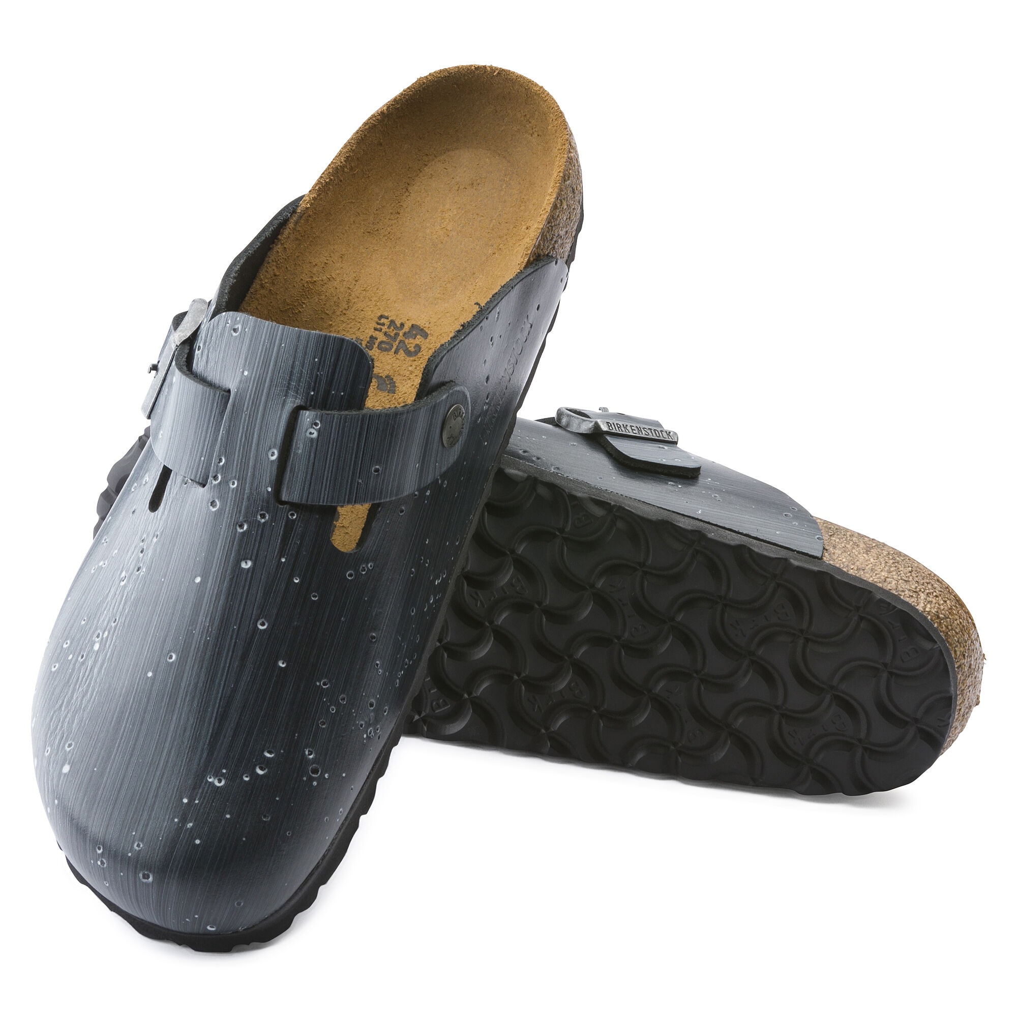 Boston Embossed Leather Hailstorm Black Silver