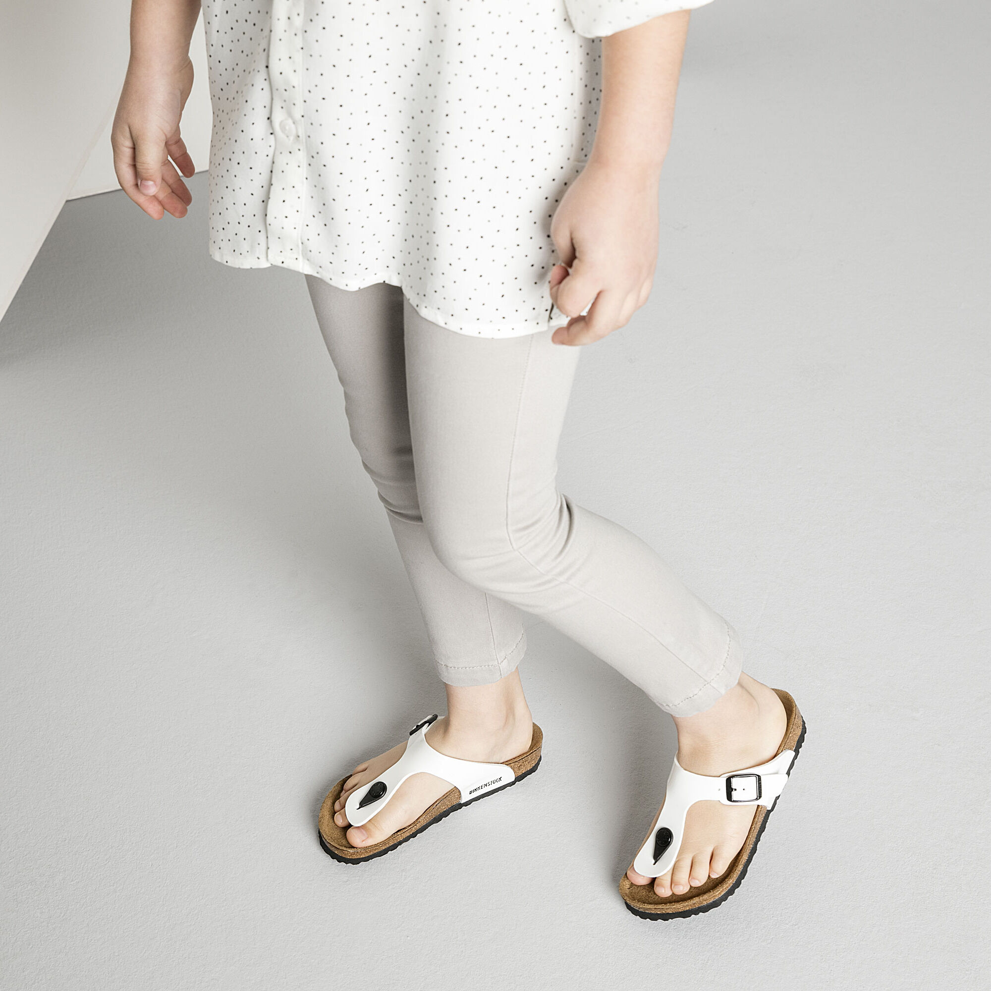 Gizeh Kids Birko Flor Patent White BIRKENSTOCK