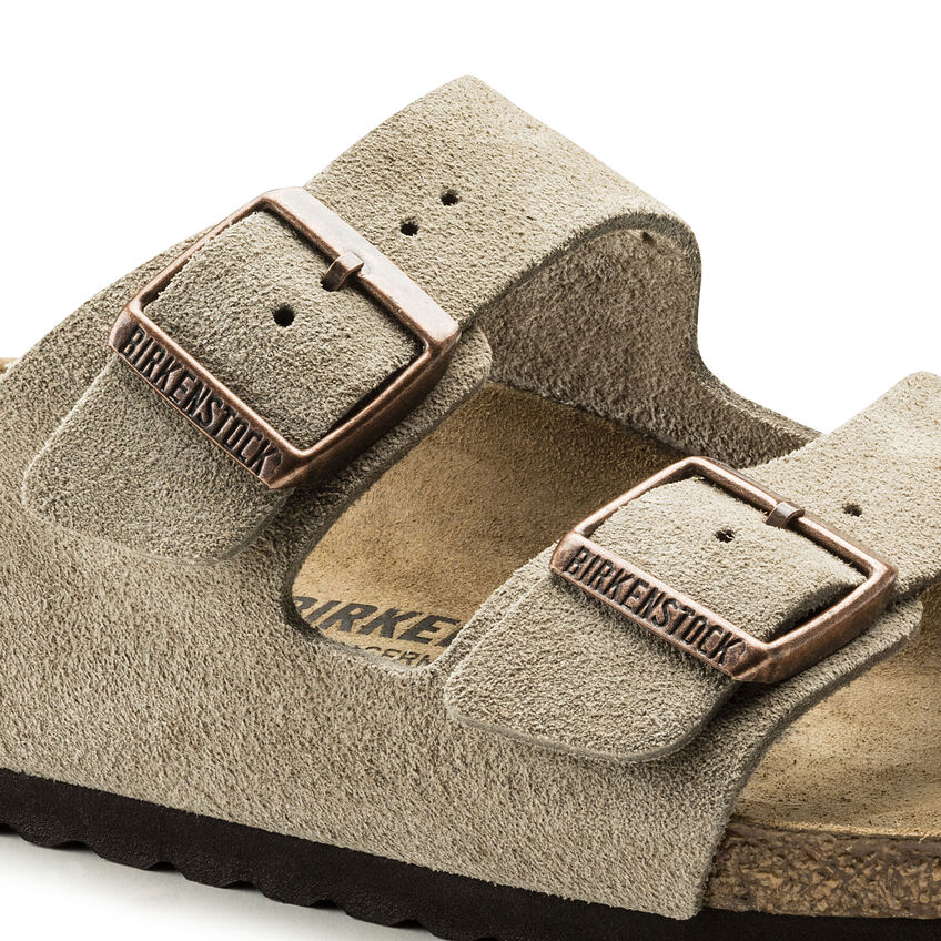 Birkenstock Arizona suede flat sandals in taupe