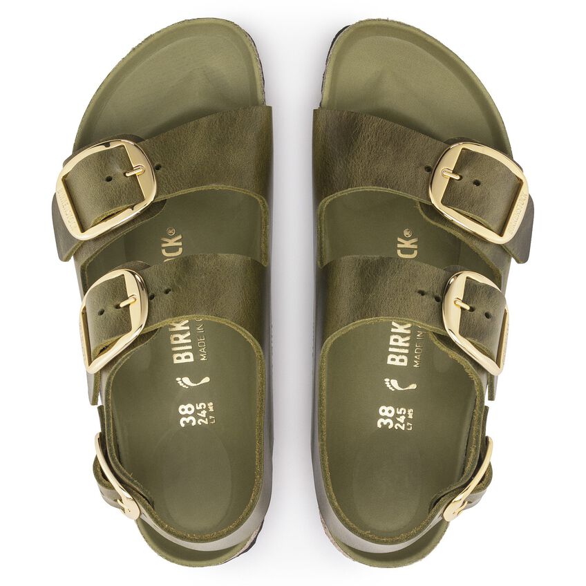 Milano Big Buckle Oiled Leather Olive Green | BIRKENSTOCK