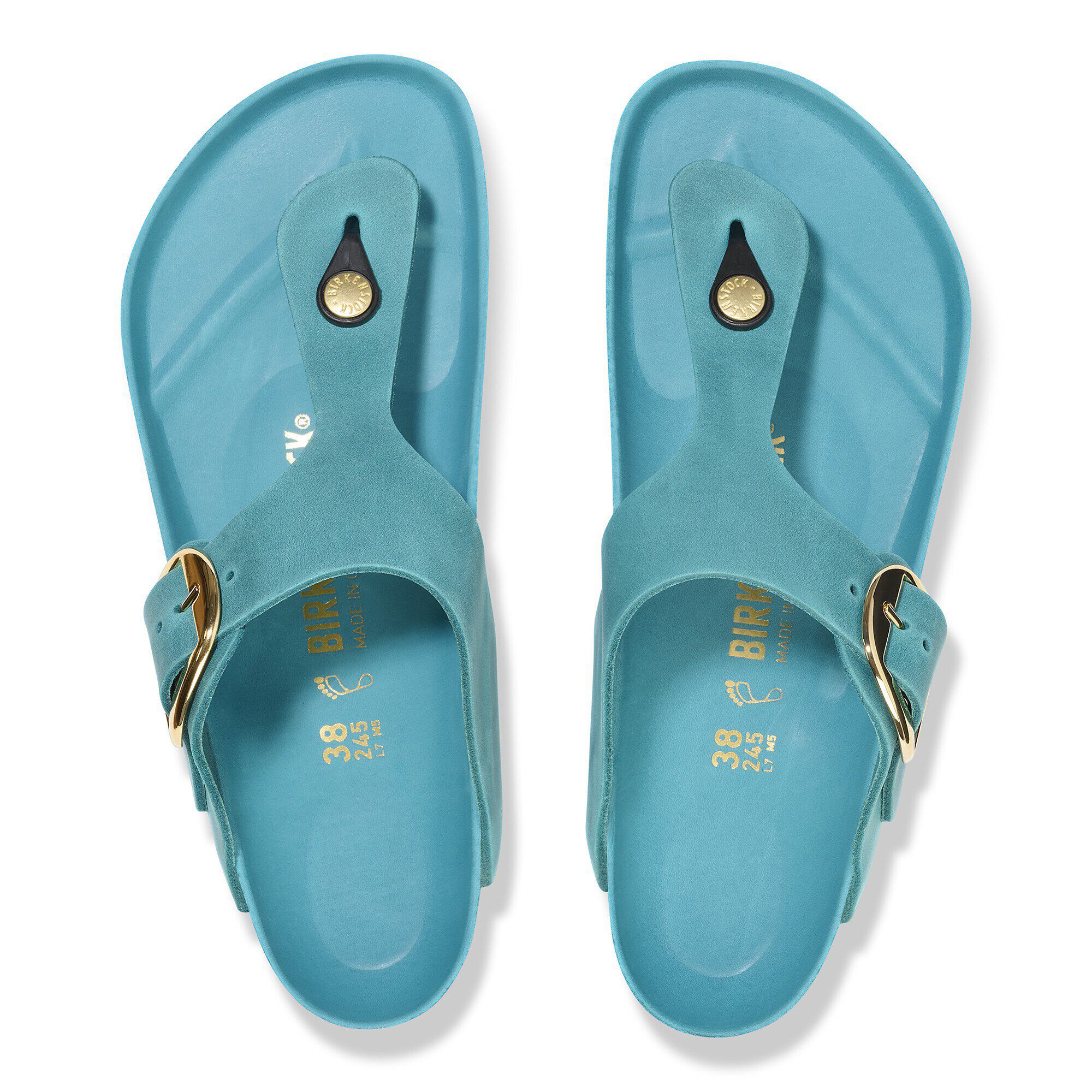 Birkenstock Gizeh Big Buckle Oiled Leather Biscay Bay Thong Sandals