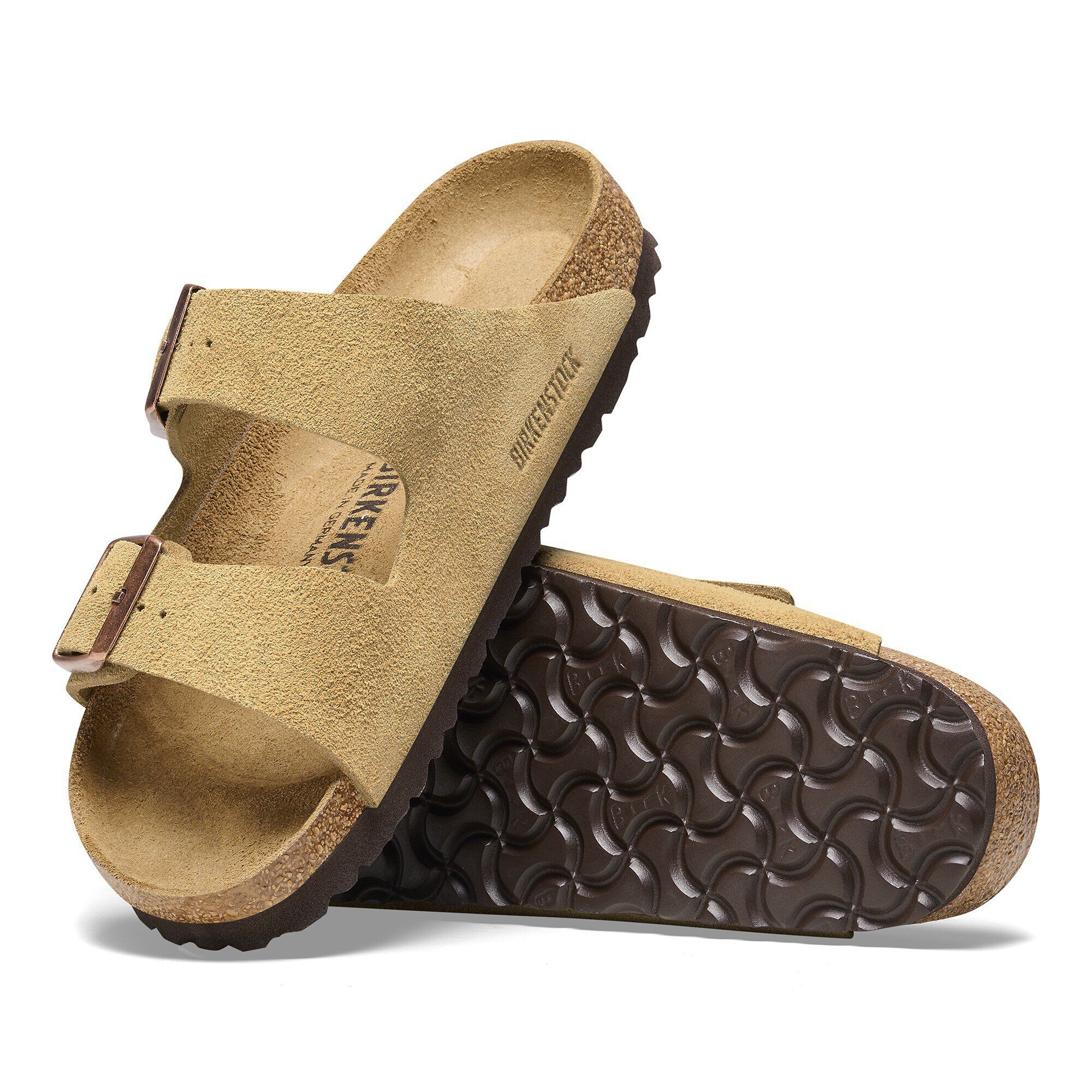 Beige suede birkenstocks top