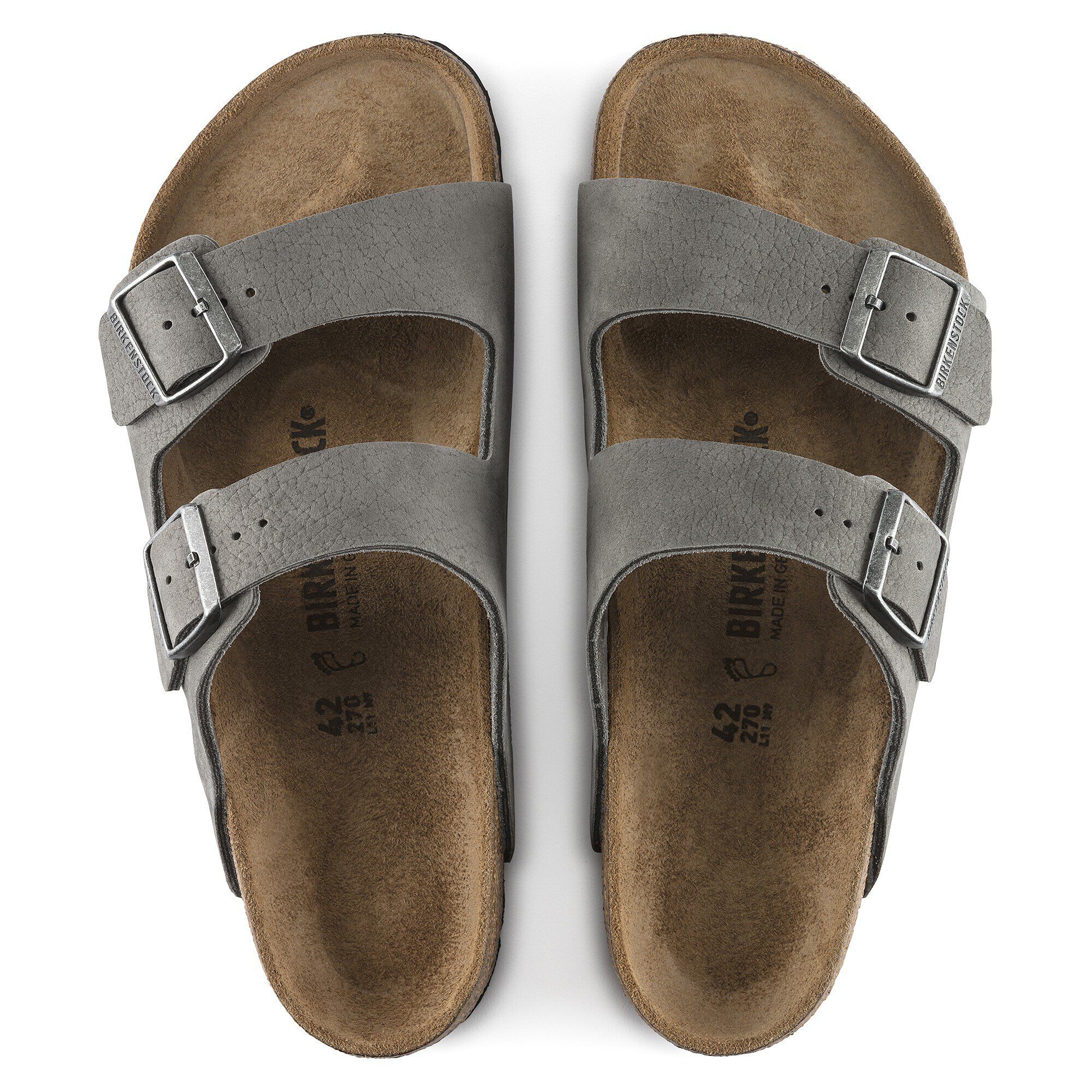 Birkenstock Arizona Nubuck Regular Mens Sandals Desert Buck Whale Gray
