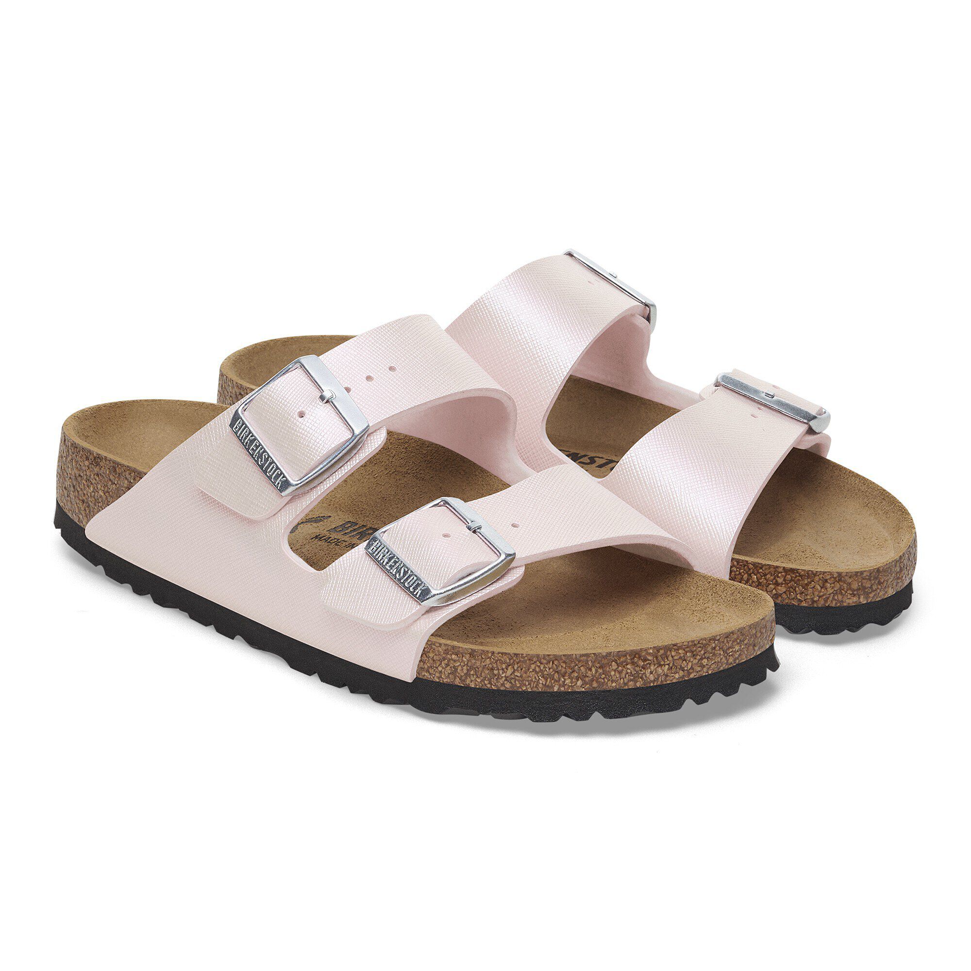 サンダル・ミュール BIRKENSTOCK SS25 ARIZONA (1026170 LIGHT ROSE) Arizona Birko-Flor Embossed Saffiano Iridescent Light Rose