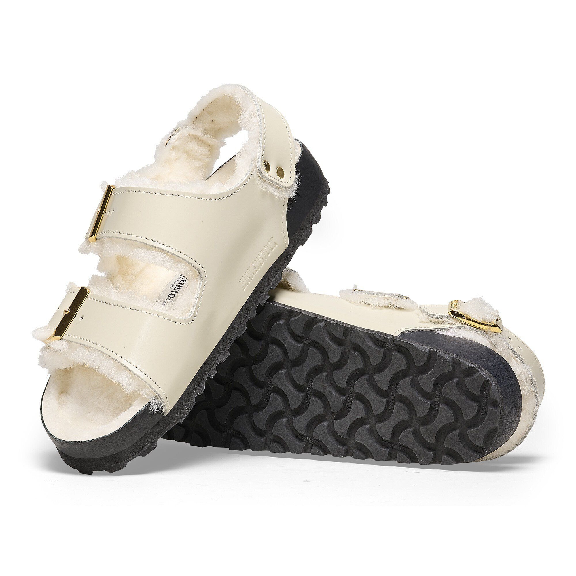 BIRKENSTOCKビルケンシュトックMilano Shearling Sandalサンダル Milano Shearling Natural Leather- Shearling High Shine Ecru