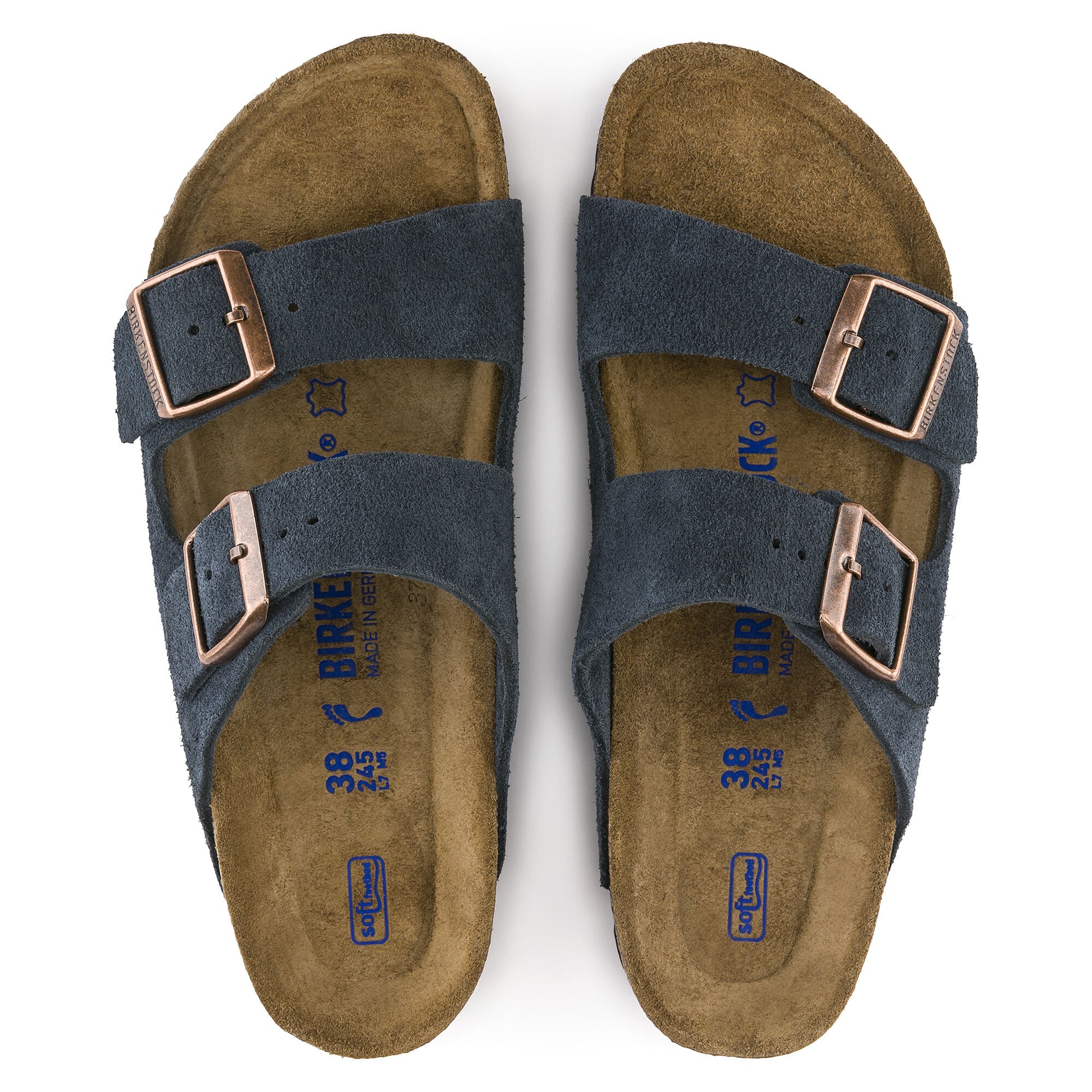 Birkenstock arizona soft footbed navy suede sales