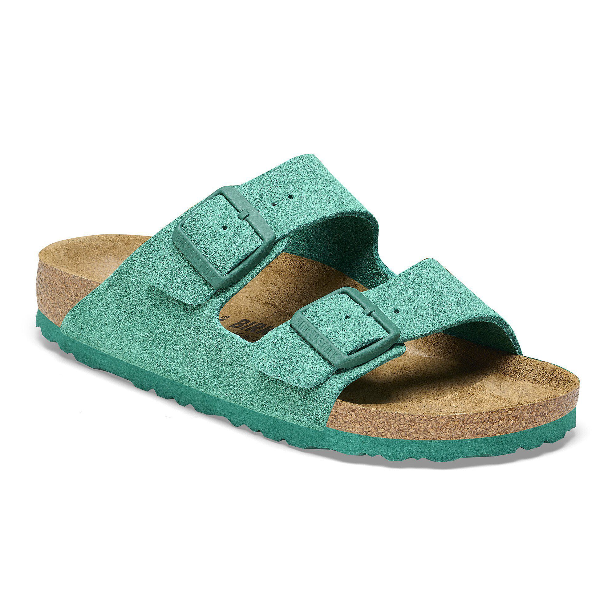 Birkenstock Arizona Suede Leather Digital Green Two Strap Sandals
