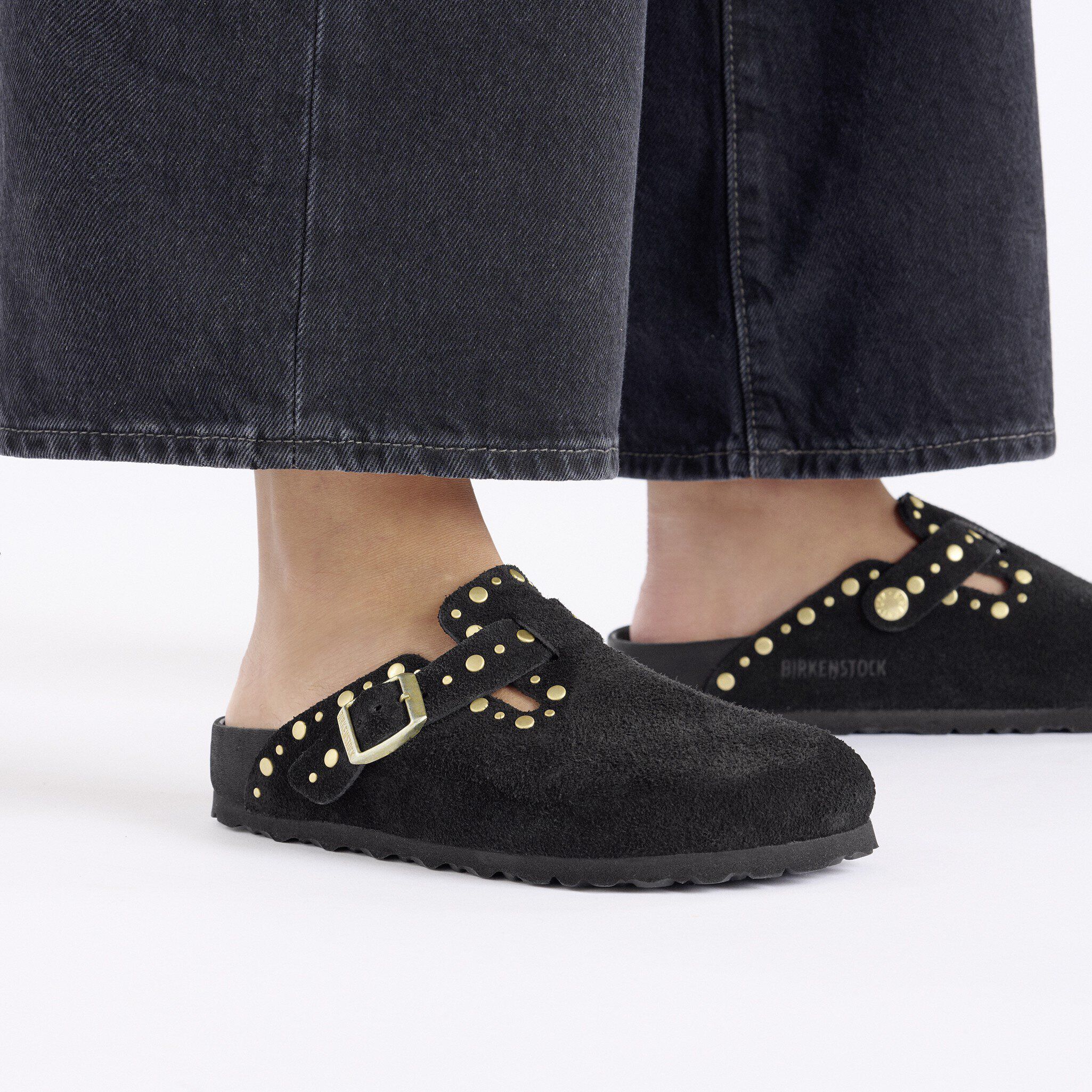 Boston Rivets Suede Leather Black | BIRKENSTOCK
