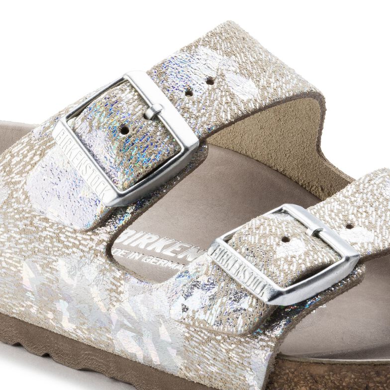 birkenstock spotted metallic silver