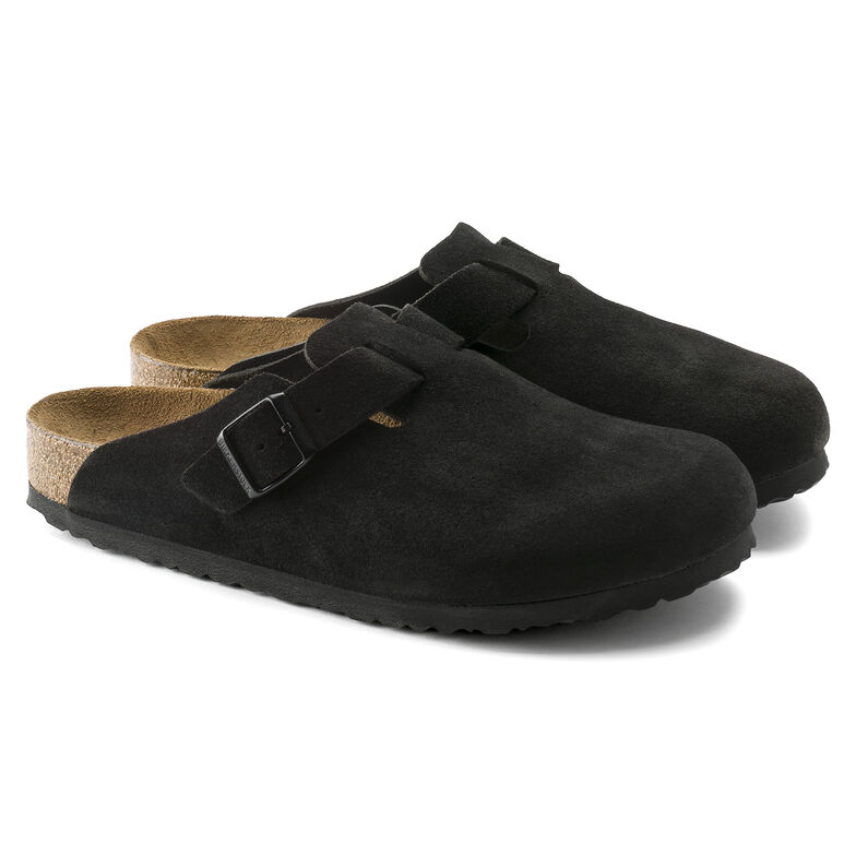 Boston Soft Footbed Suede Leather Black | BIRKENSTOCK