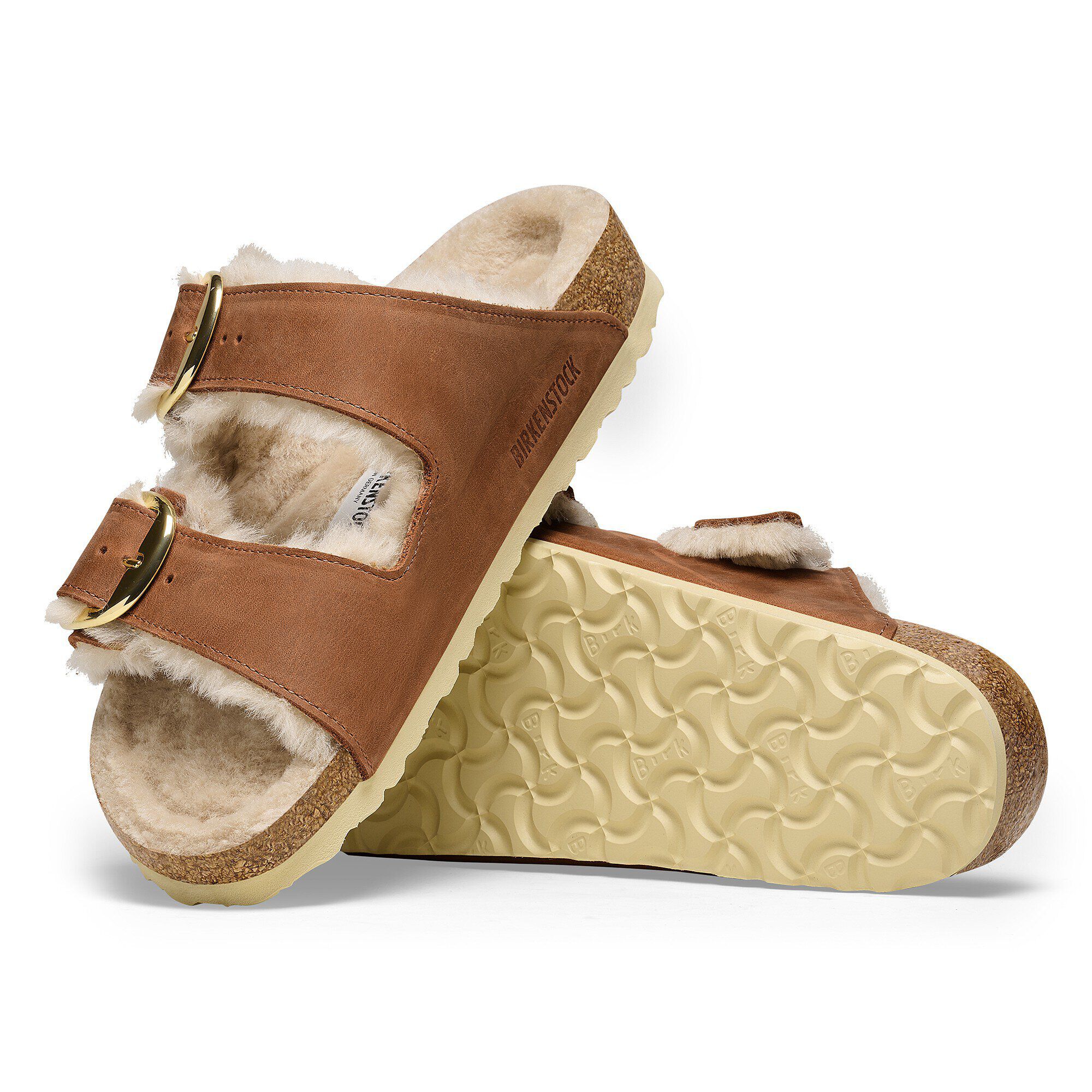 Arizona Big Buckle Shearling Oiled Leather Cognac | BIRKENSTOCK