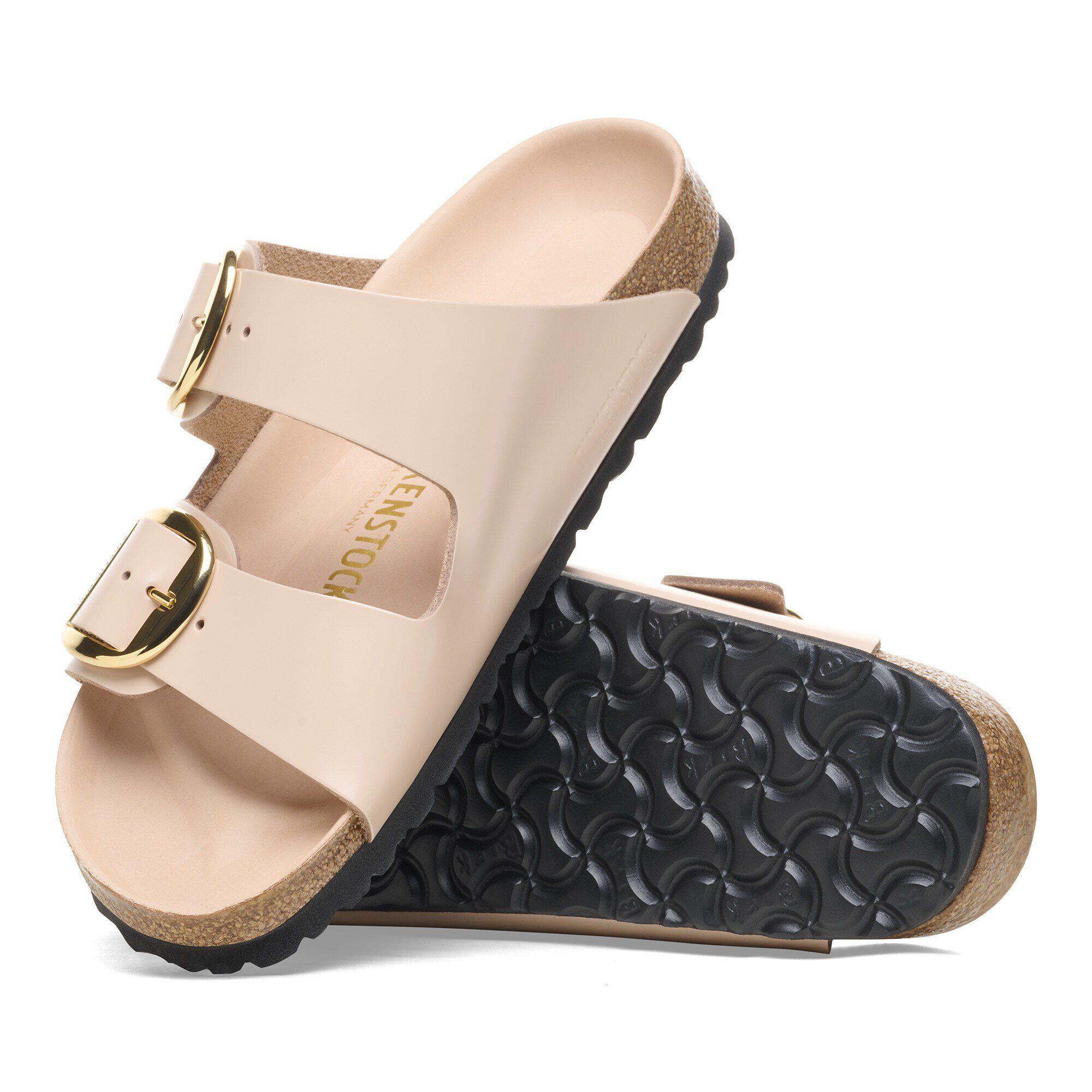 Arizona Big Buckle Natural Leather Patent High Shine New