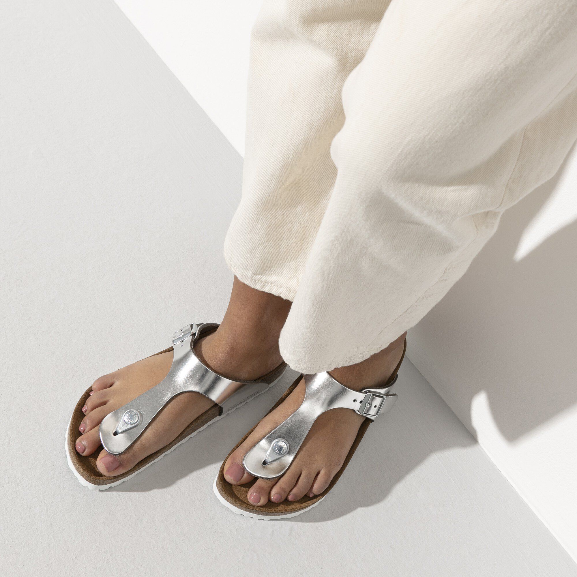 Silver birkenstock shop gizeh