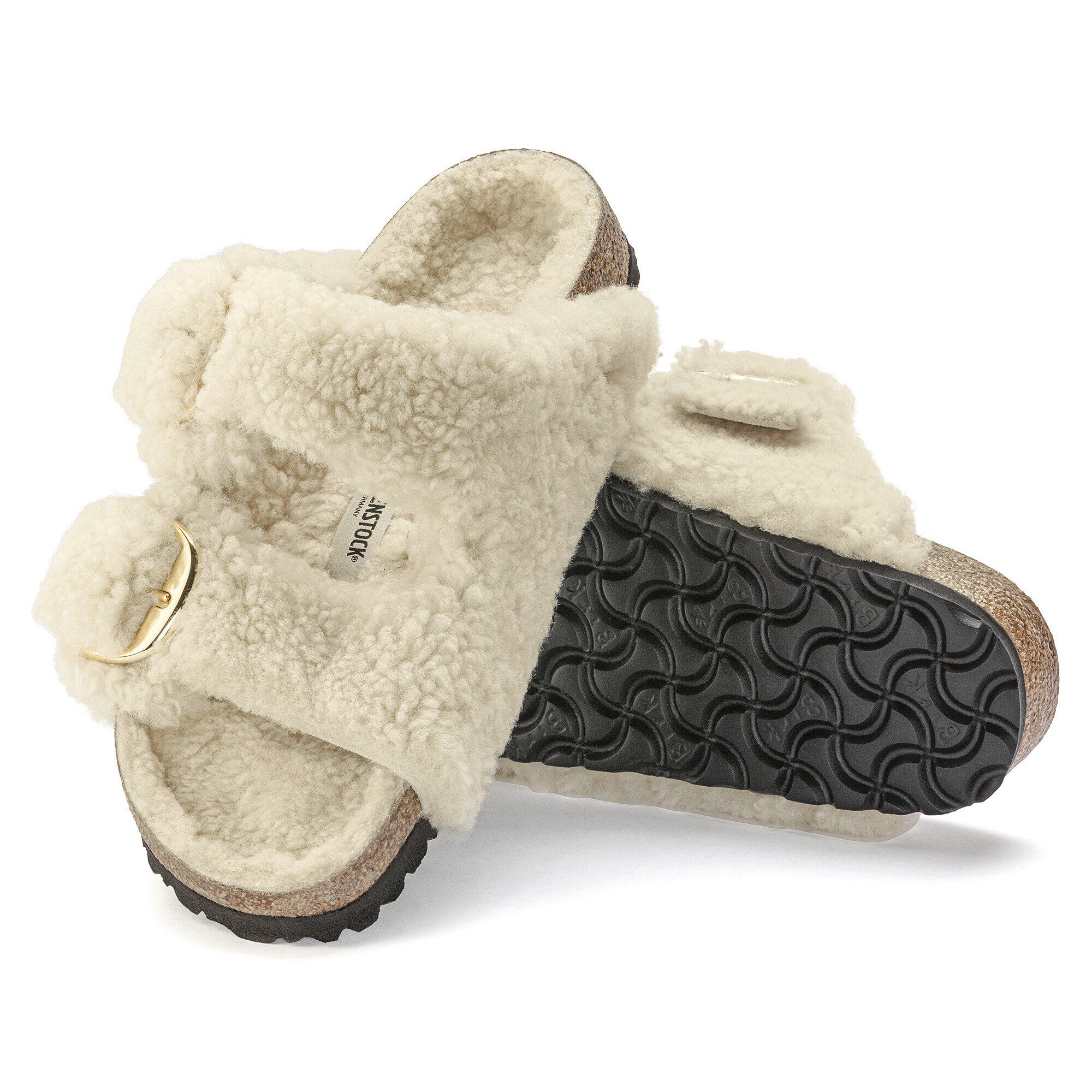 人気のファッションブランド！ Big Arizona Buckle BIRKENSTOCK | Eggshell Teddy Shearling 靴