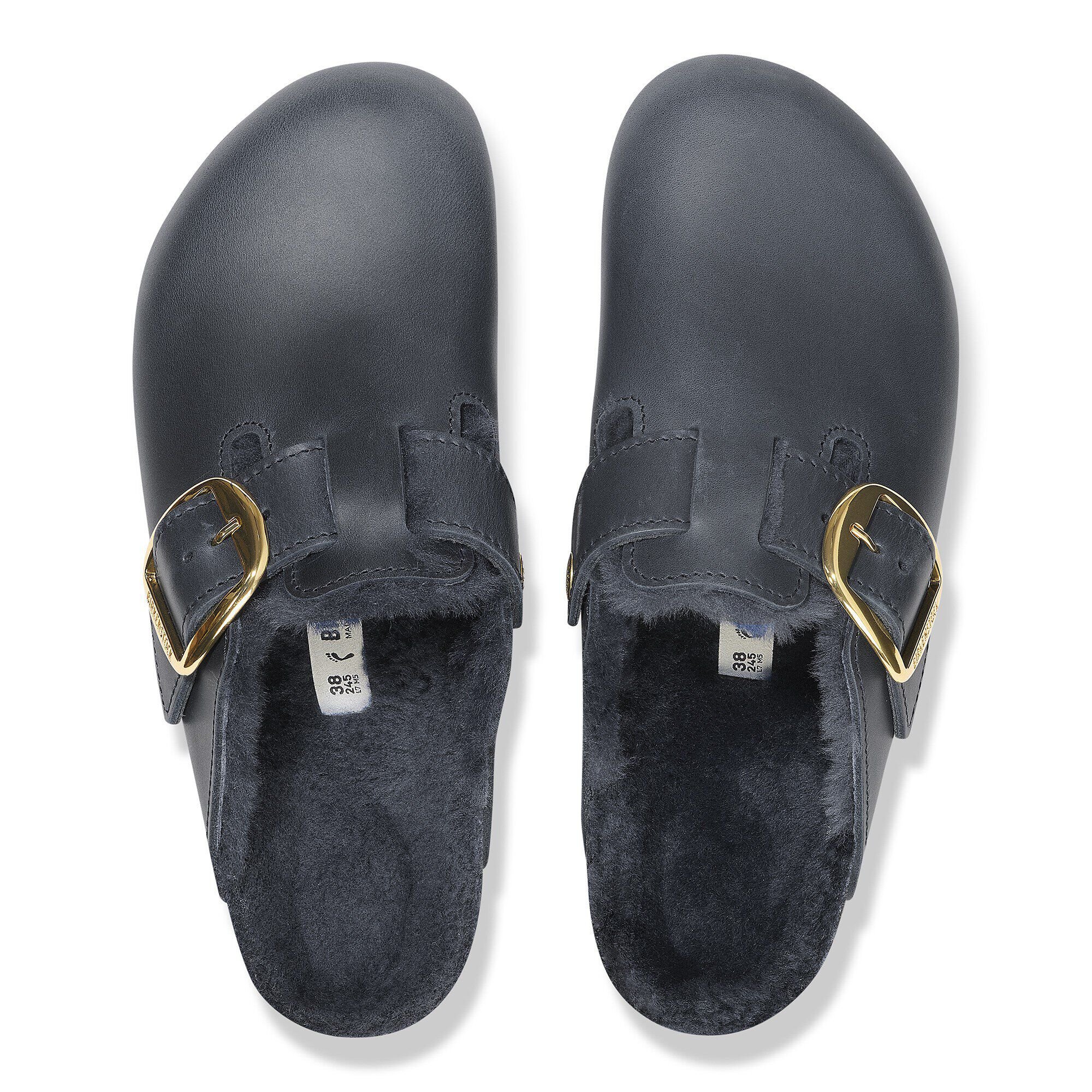 Boston Big Buckle Shearling Oiled Leather Midnight Blue