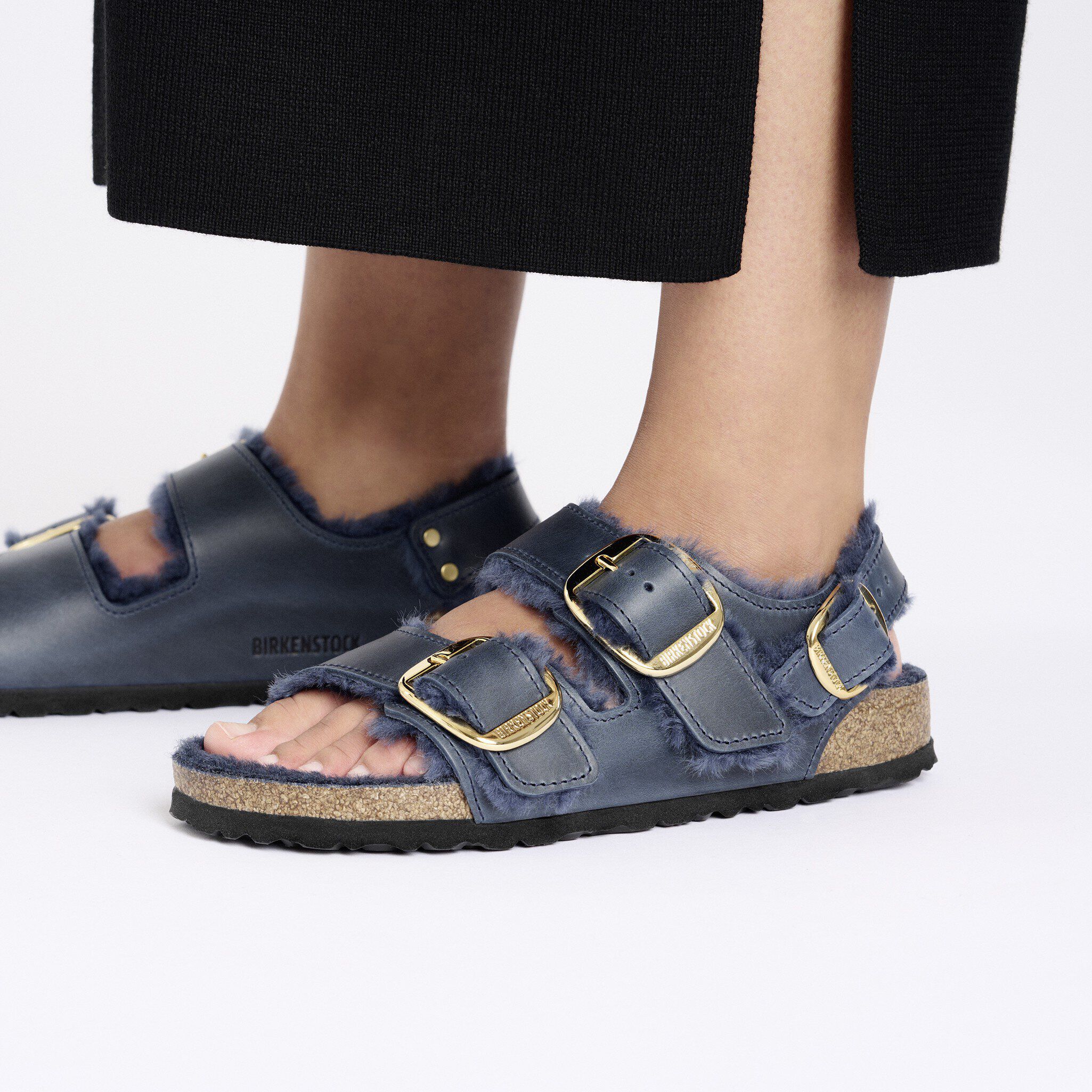 Milano Big Buckle Shearling Oiled Leather Midnight Blue Milano Big Buckle Shearling Oiled Leather Midnight Blue