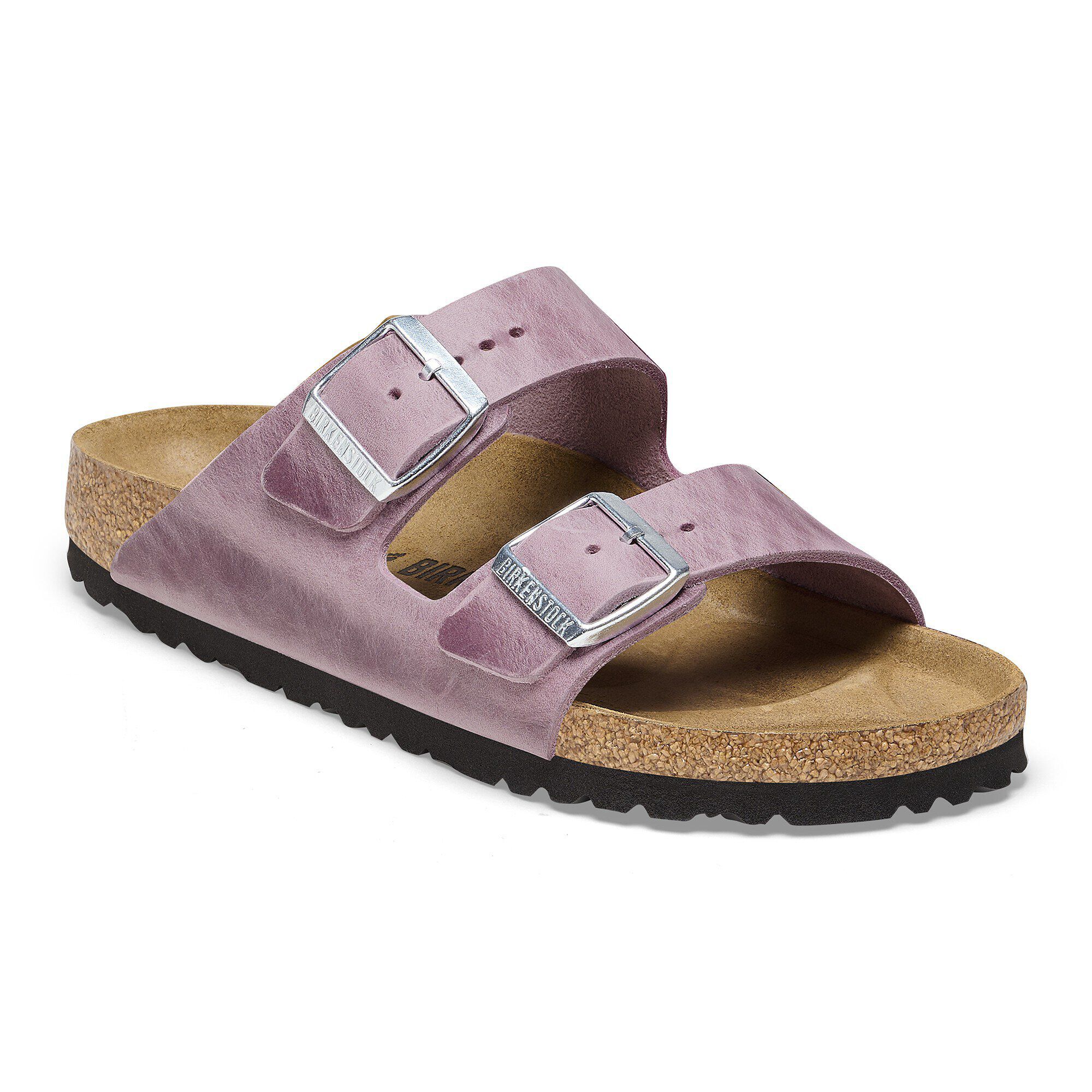 Birkenstock Arizona Oiled Leather Lavender Two Strap Sandals