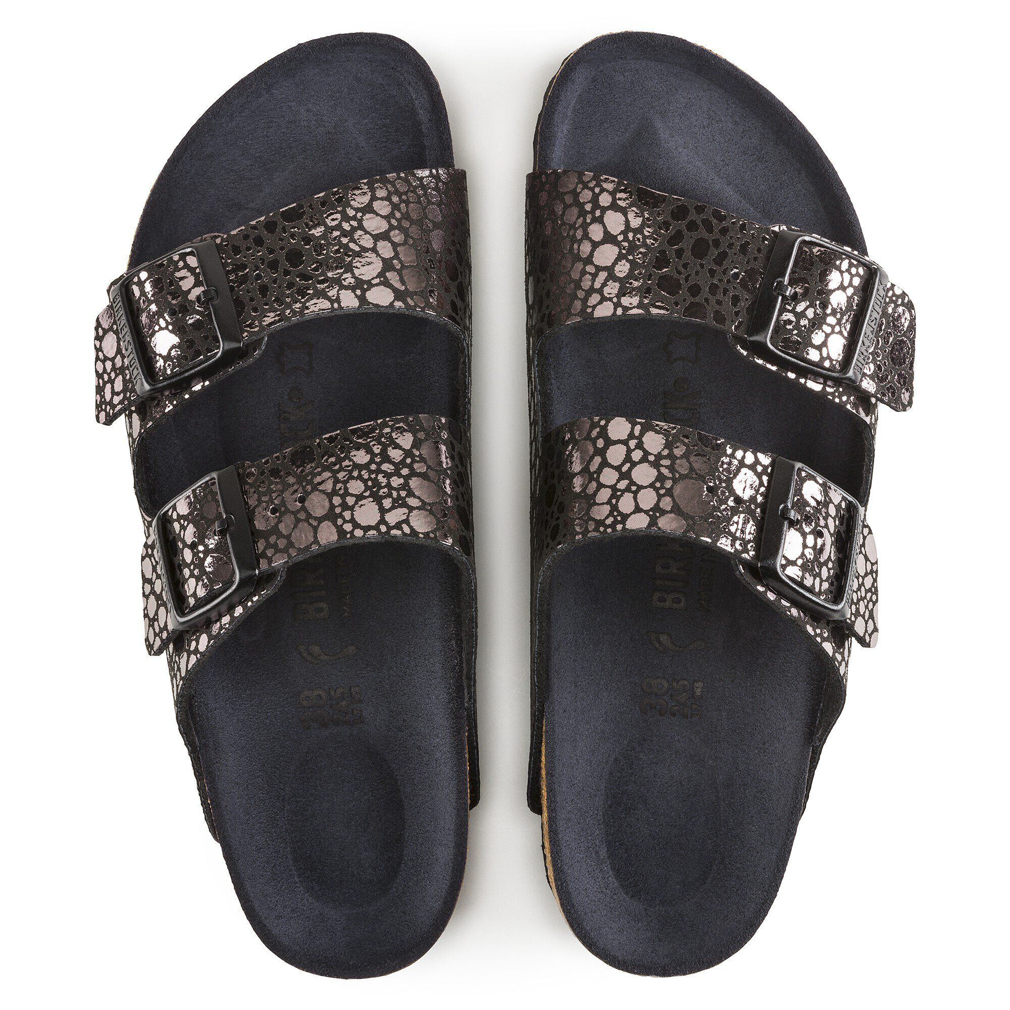 Birkenstock arizona top black metallic