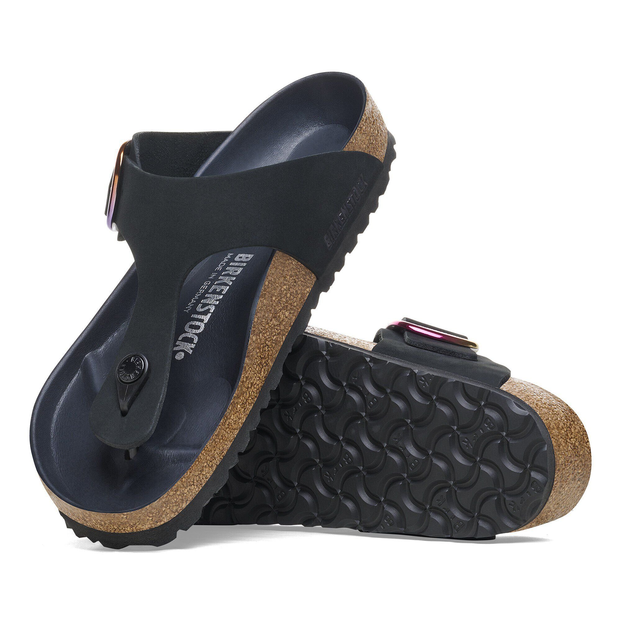 Gizeh Big Buckle Nubuck Leather Black BIRKENSTOCK